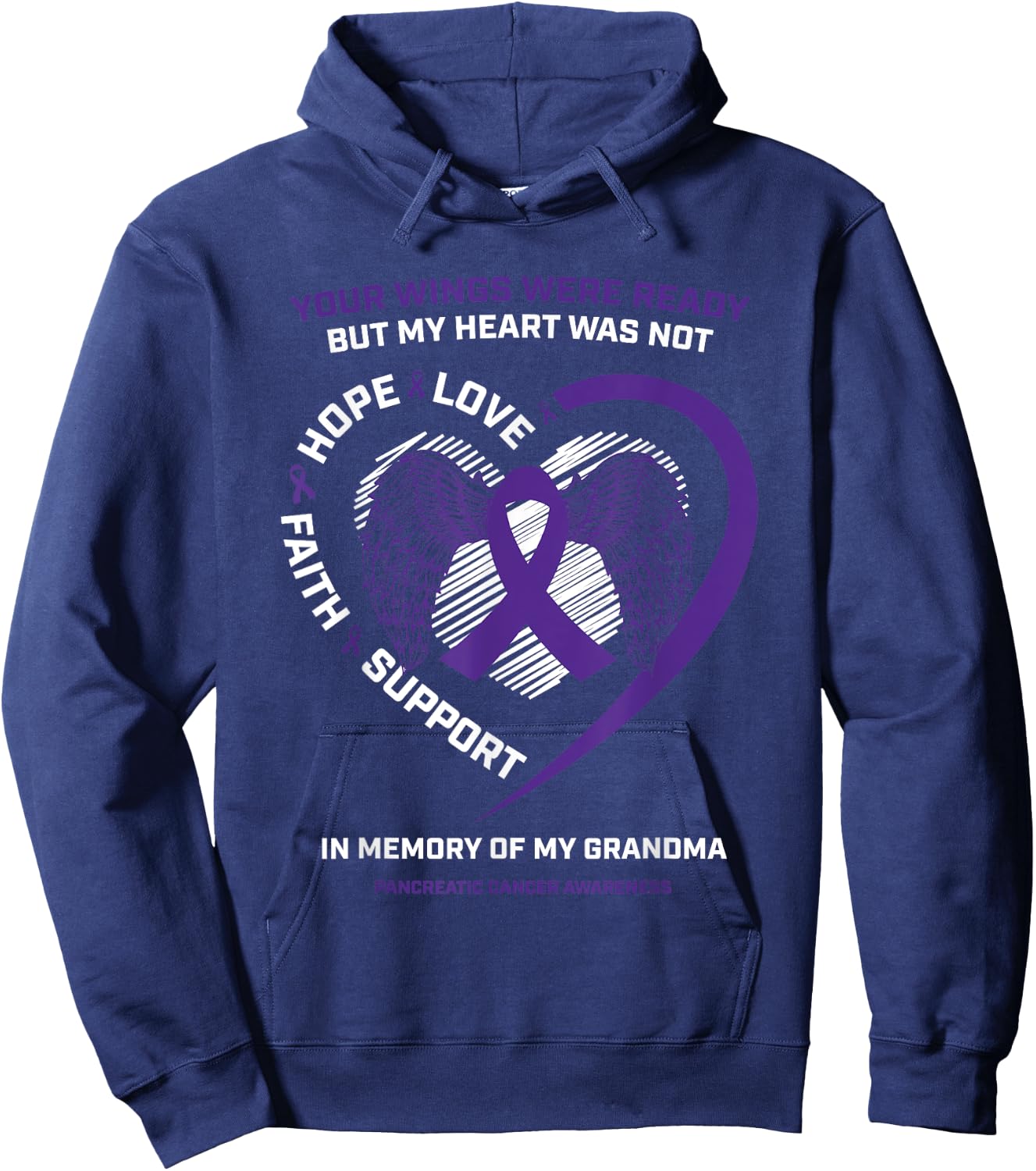 Purple Gifts Memory Of Grandma Pancreatic Cancer Awareness Hoodie - Hoodie | Navy