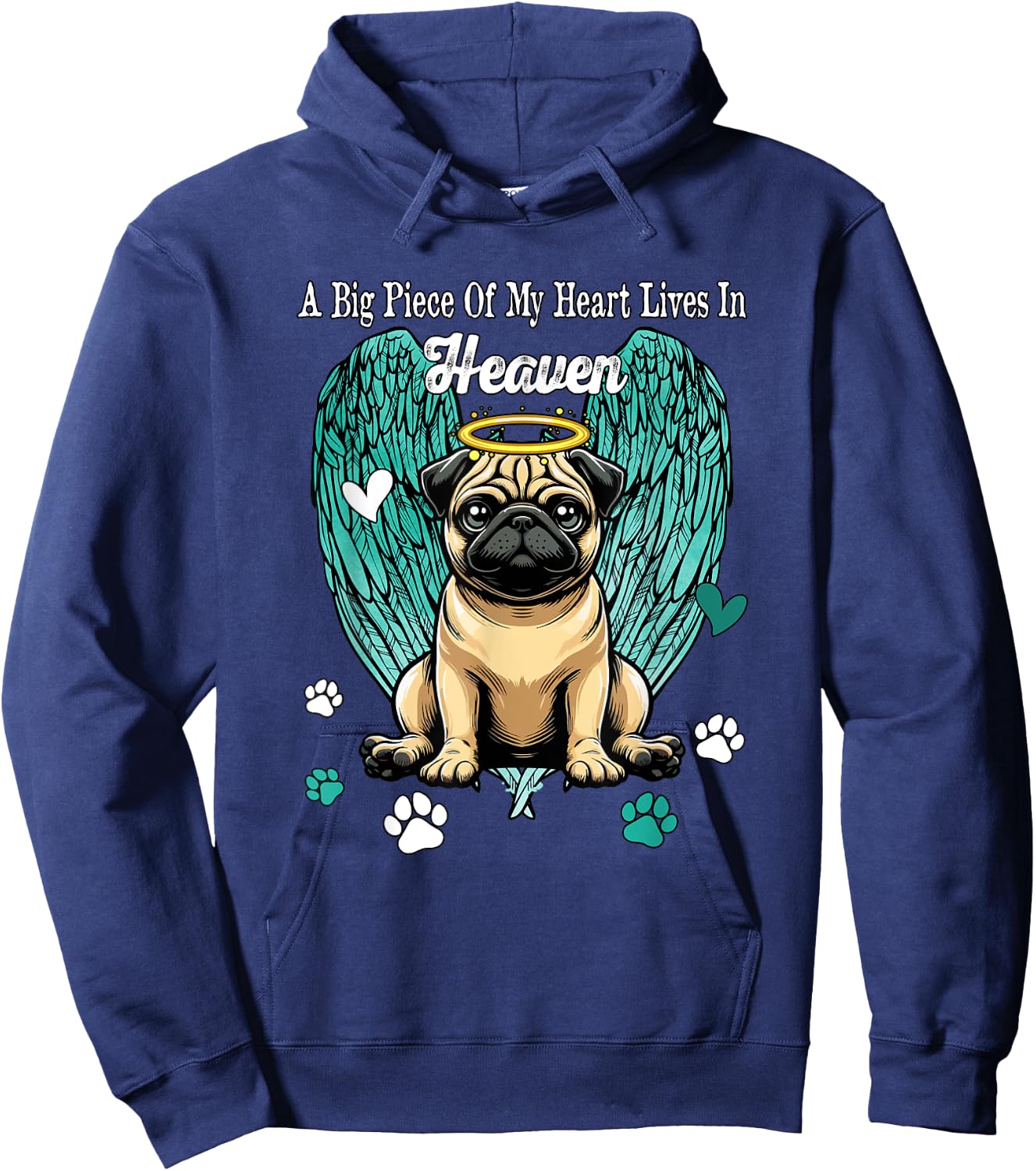 Heart Lives In Heaven Costume Pug Memories Owner Hoodie - Hoodie | Navy