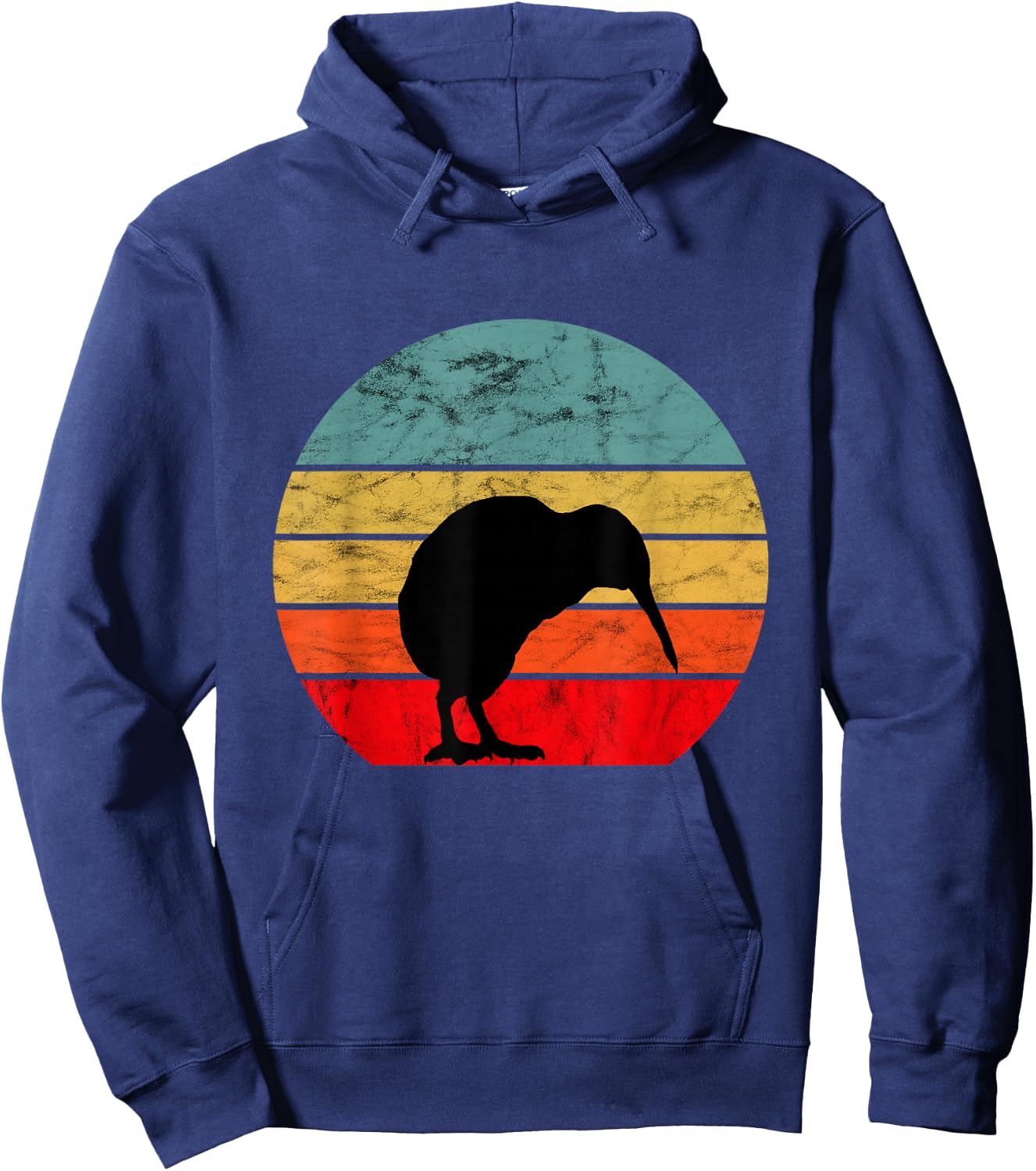 Kiwi Bird Retro Vintage Sunset New Zealand Animals Kiwi Bird Hoodie - Hoodie | Navy