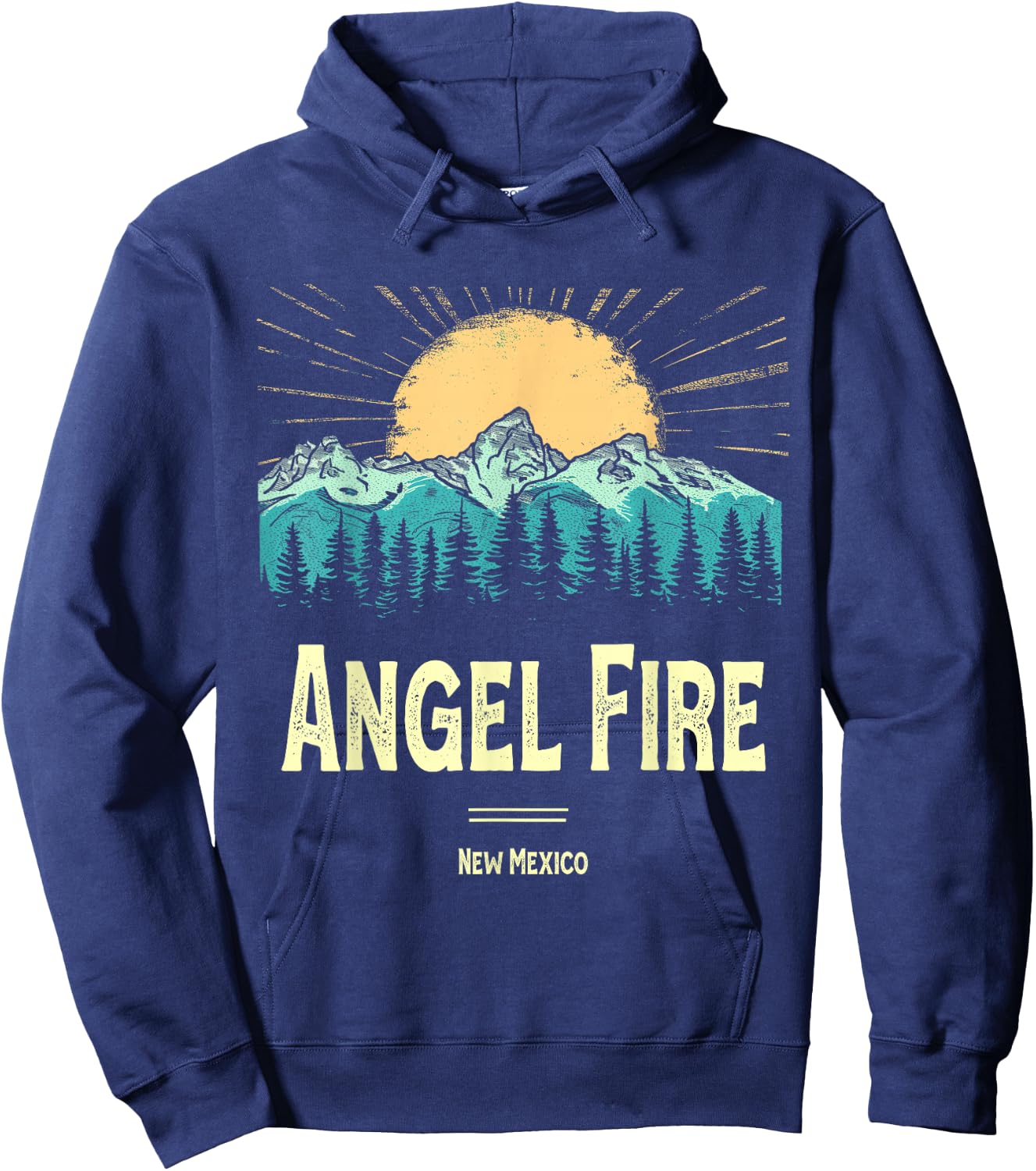 Vintage Angel Fire New Mexico Souvenir Hiking Sunset Hoodie - Hoodie | Navy