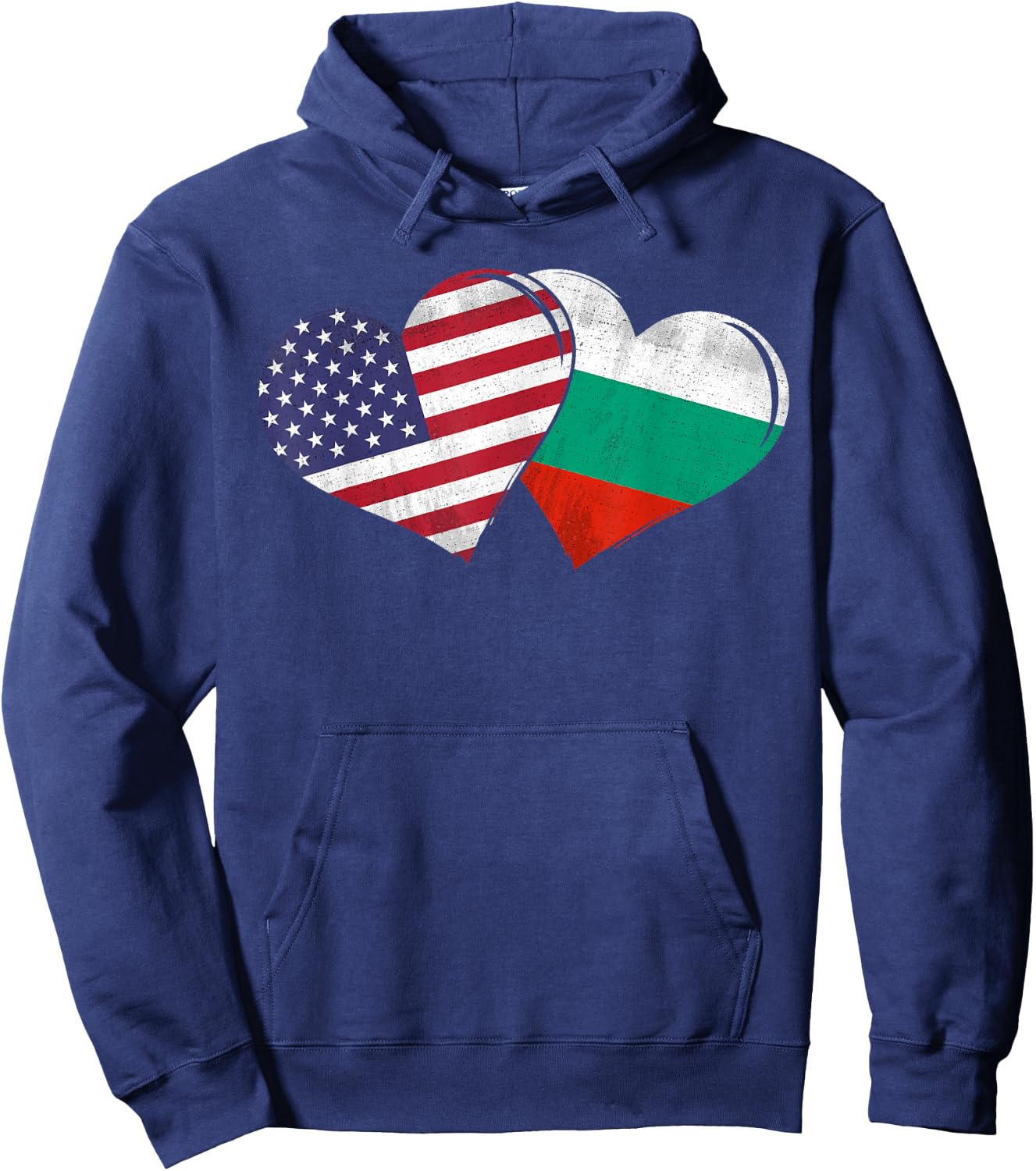 Vintage Bulgaria - American Flag Heart For Bulgarian Hoodie - Hoodie | Navy