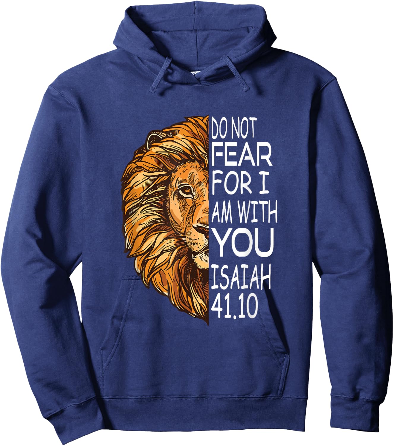 Christian Religious Bible Verse Sayings Lion Fear Scripture Hoodie - Hoodie | Navy