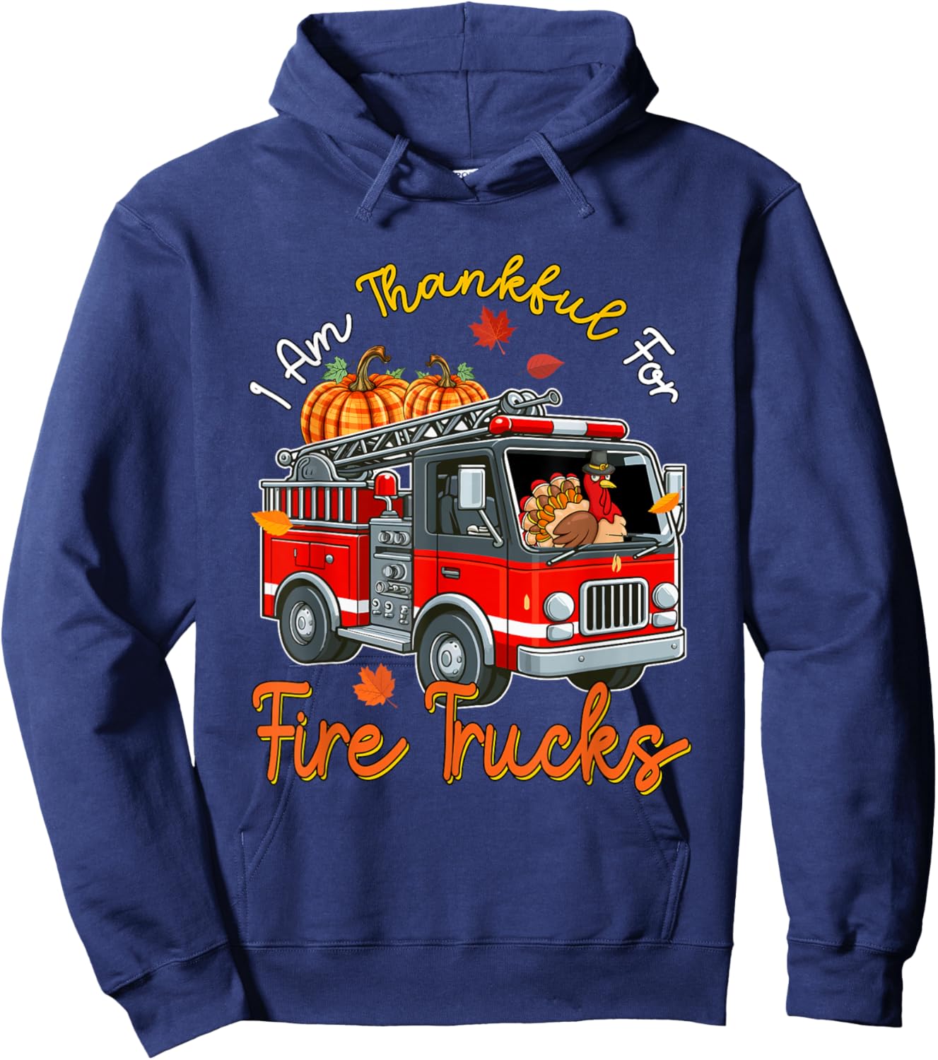 Thankful For Fire Trucks Thanksgiving Turkey Sunglasses Hoodie - Hoodie | Navy