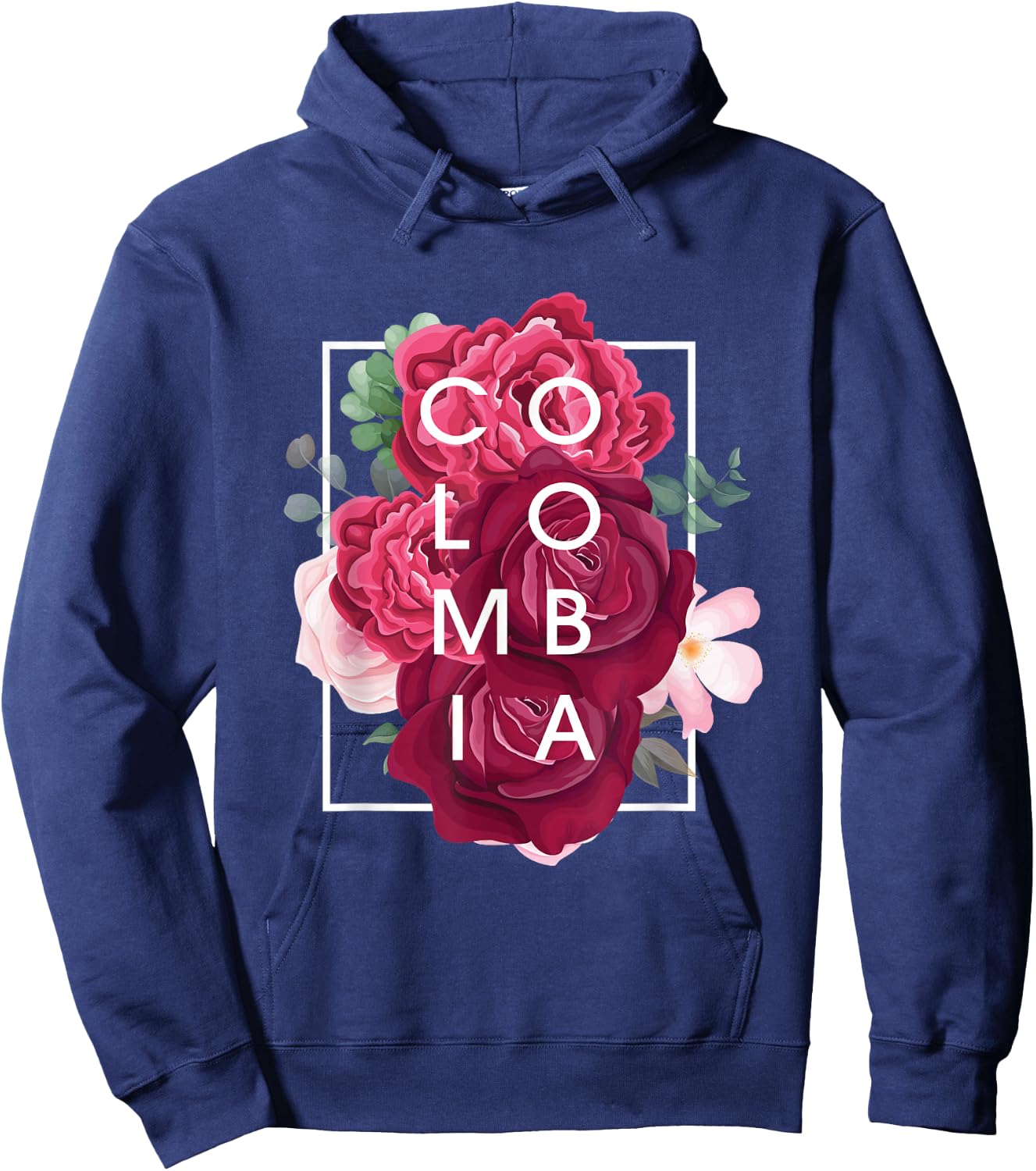Flowers of Colombia Word Art - Colombian Pride Hoodie - Hoodie | Navy