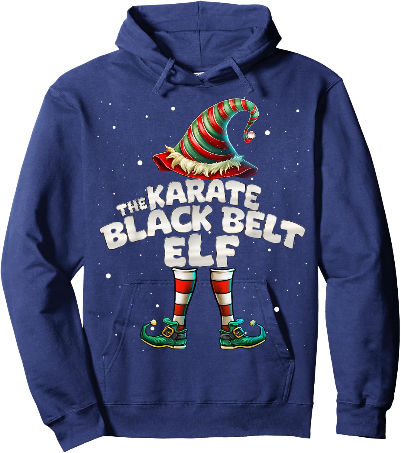 The Karate Black Belt Elf Family Matching Group Christmas Hoodie - Hoodie | Navy