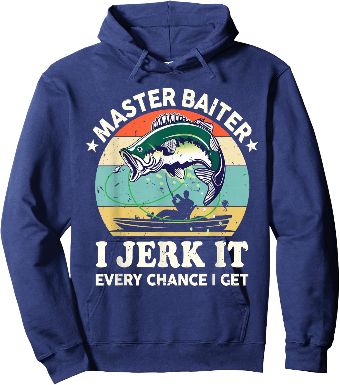 Master-Baiter Kayak Fishing-Shirt Dad Grandpa Bass Fish Hoodie - Hoodie | Navy