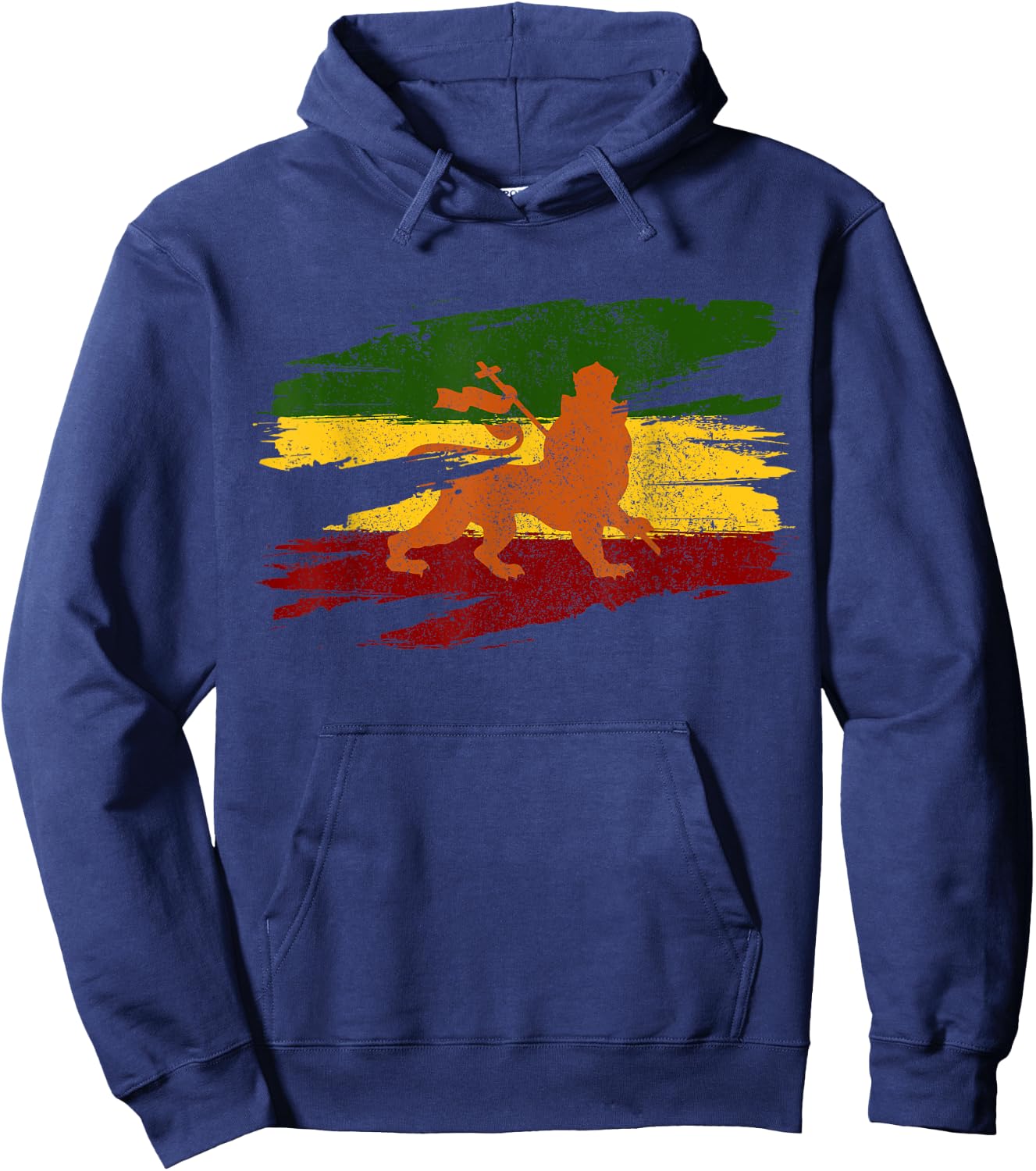 Lion Of Judah Ethiopian Flag Cross Rasta Rastafari Gift Hoodie - Hoodie | Navy