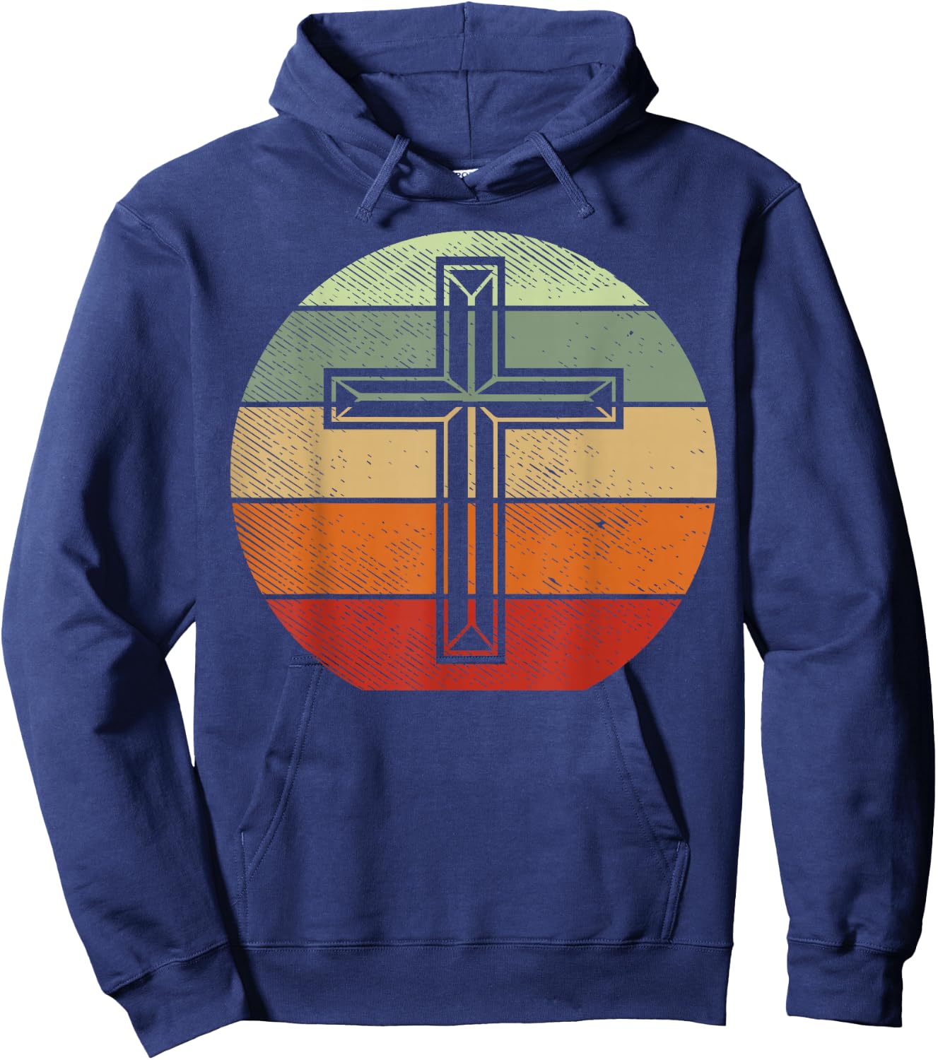 Jesus Retro Cross Christ God Faith Religious Christian Gift Hoodie - Hoodie | Navy
