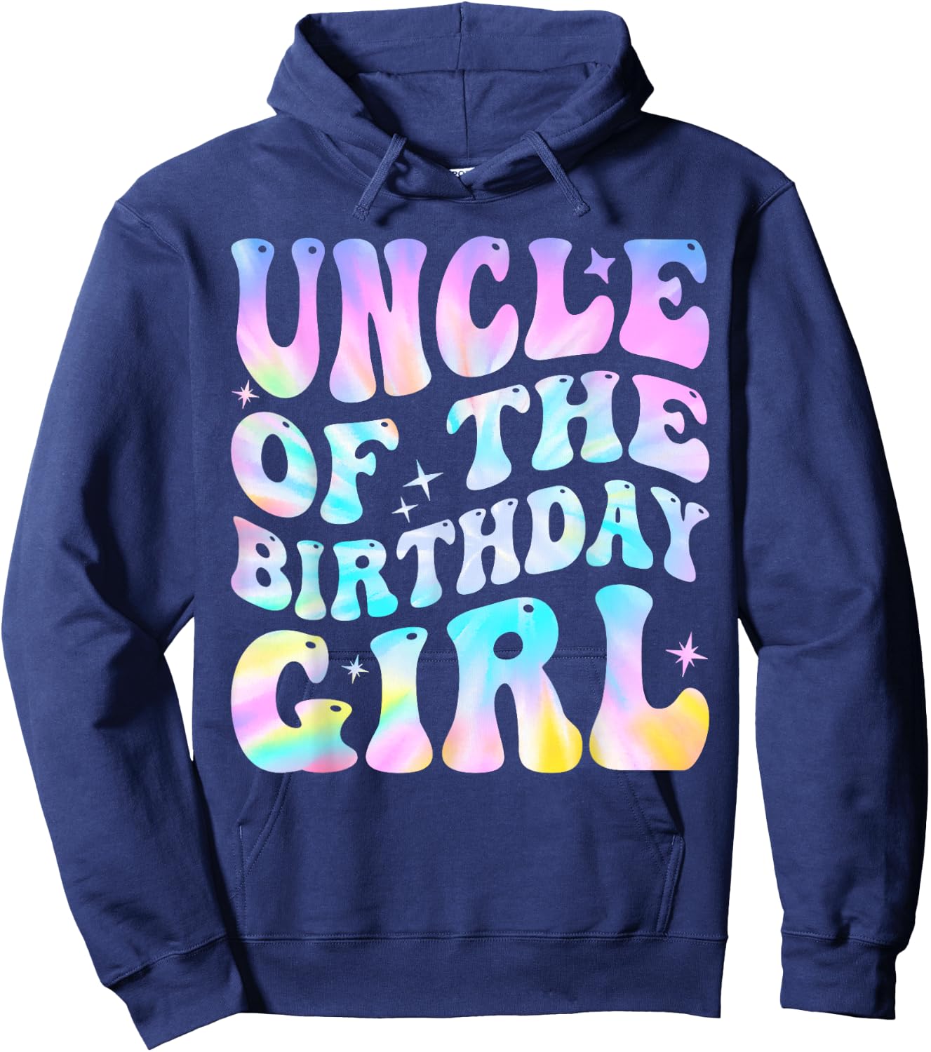 Uncle Of The Birthday Girl Daughter Groovy Dad Retro Theme Hoodie - Hoodie | Navy
