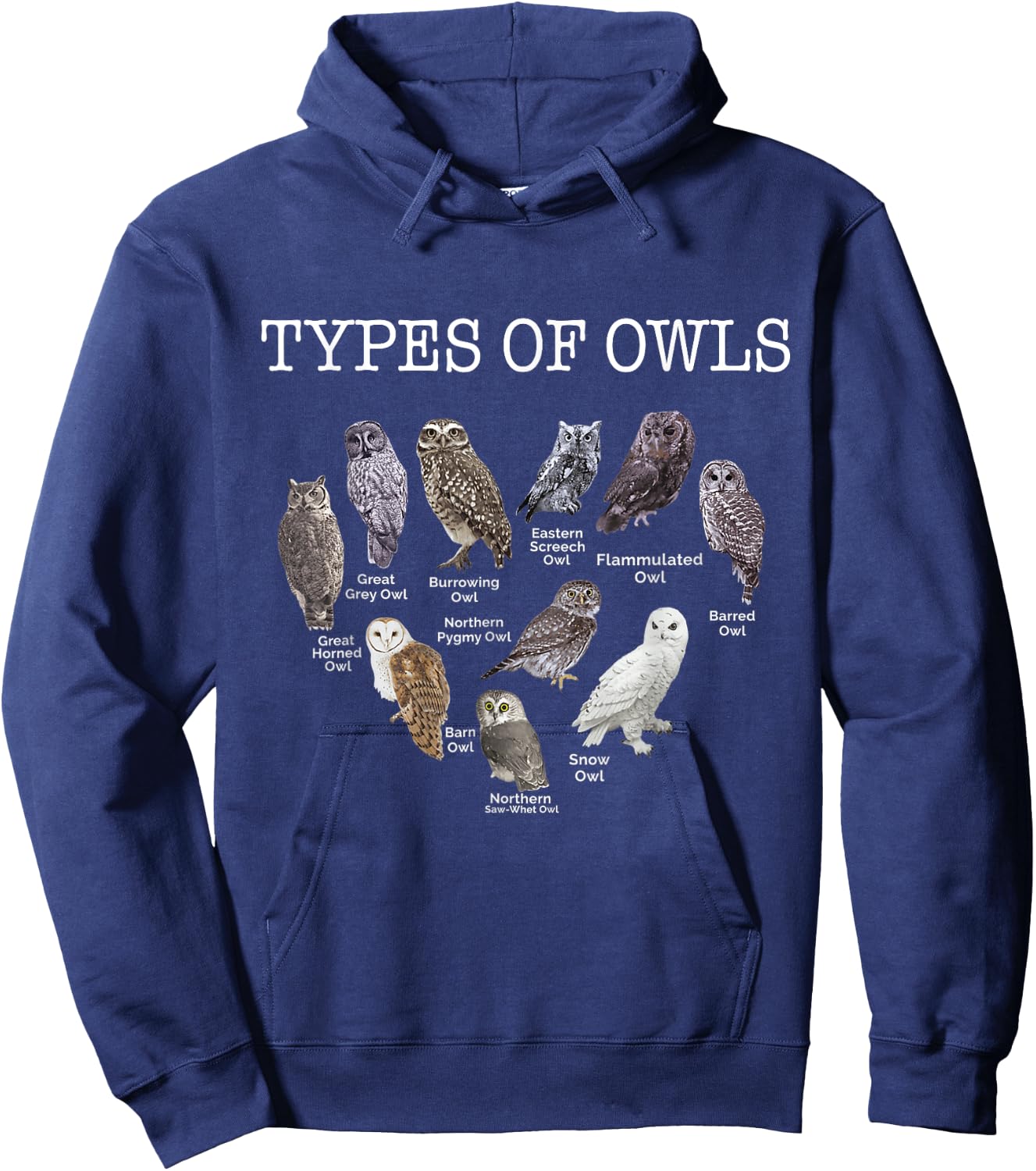 Types of Owls Educational Cute Owl Lover gift men women kids Hoodie - Hoodie | Navy