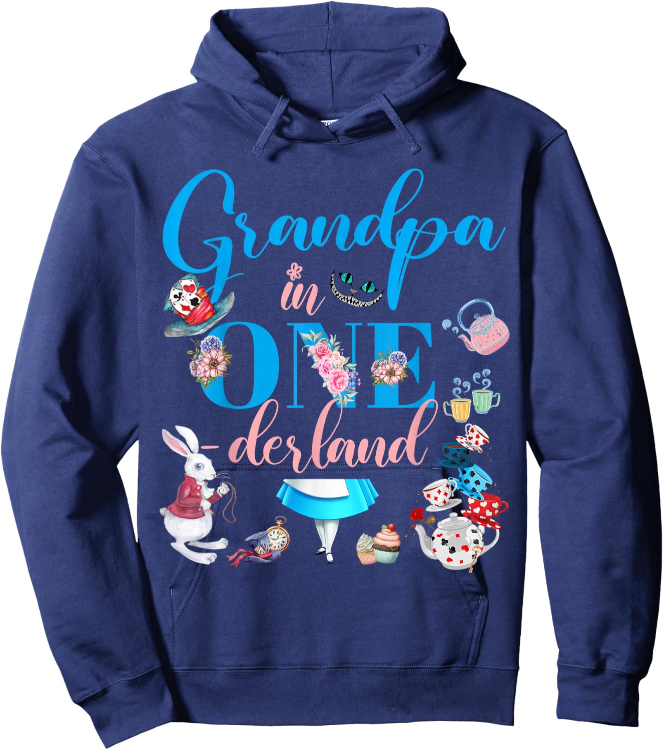 Alice in ONEderland Family Grandpa Of The Birthday Girl Hoodie - Hoodie | Navy