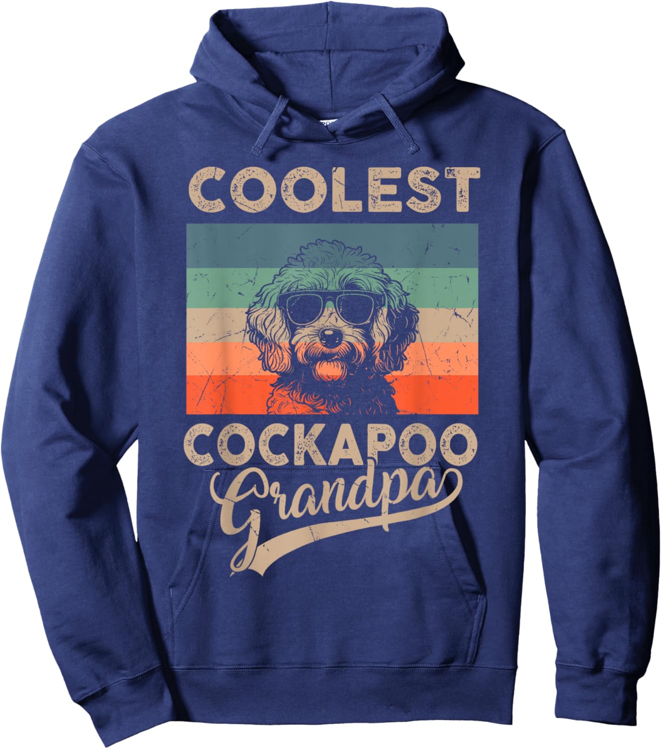 Coolest Cockapoo Grandpa Gifts Dad Funny Dog Grandpa Retro Women Girls Kids Hoodie - Hoodie | Navy