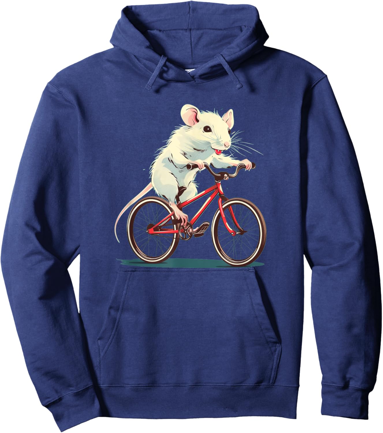 Funny white Rat on red Bike Costume Hoodie - Hoodie | Navy