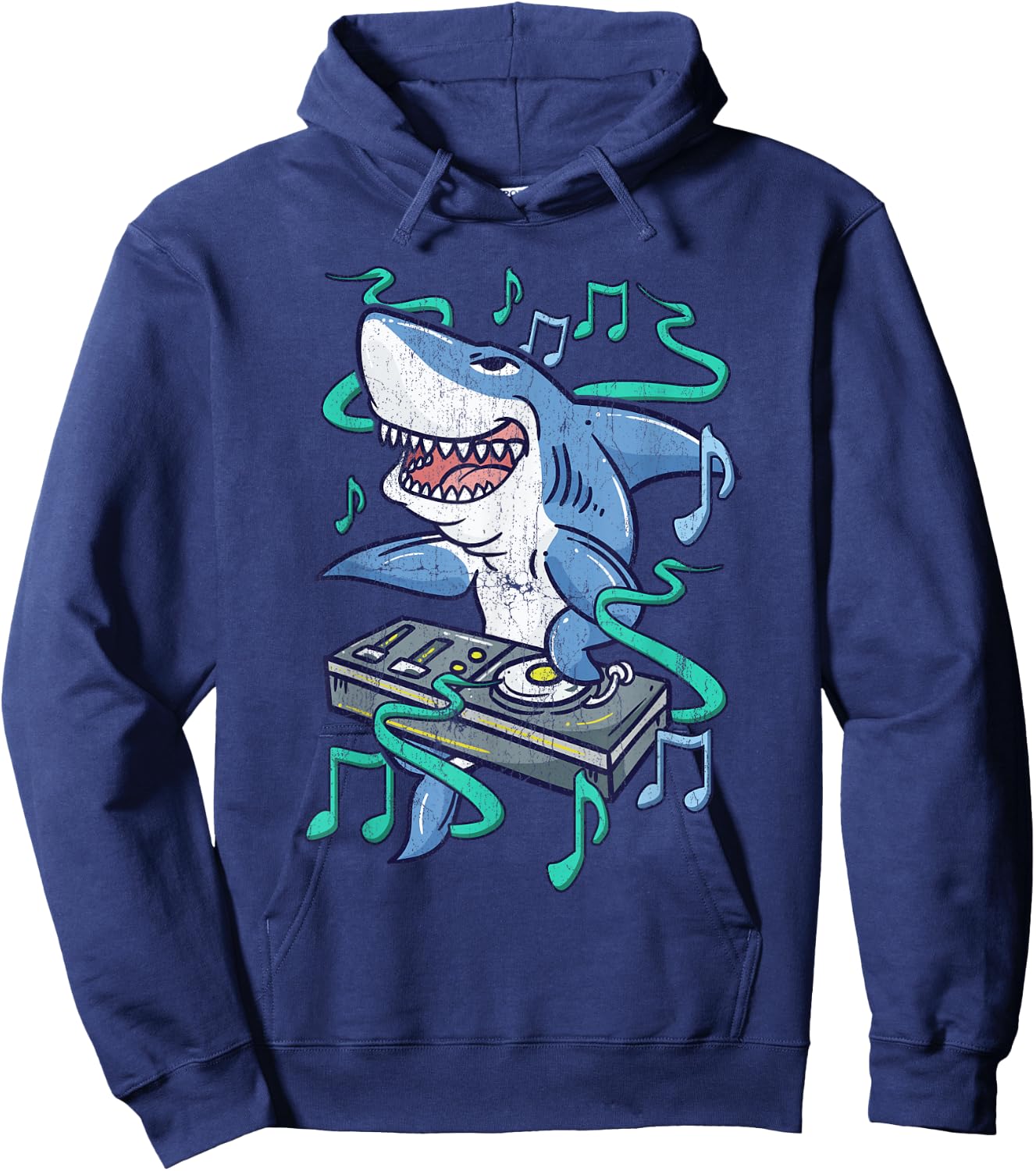 Funny Shark DJ - Party Dance Club - Disk Jockey EDM Hoodie - Hoodie | Navy