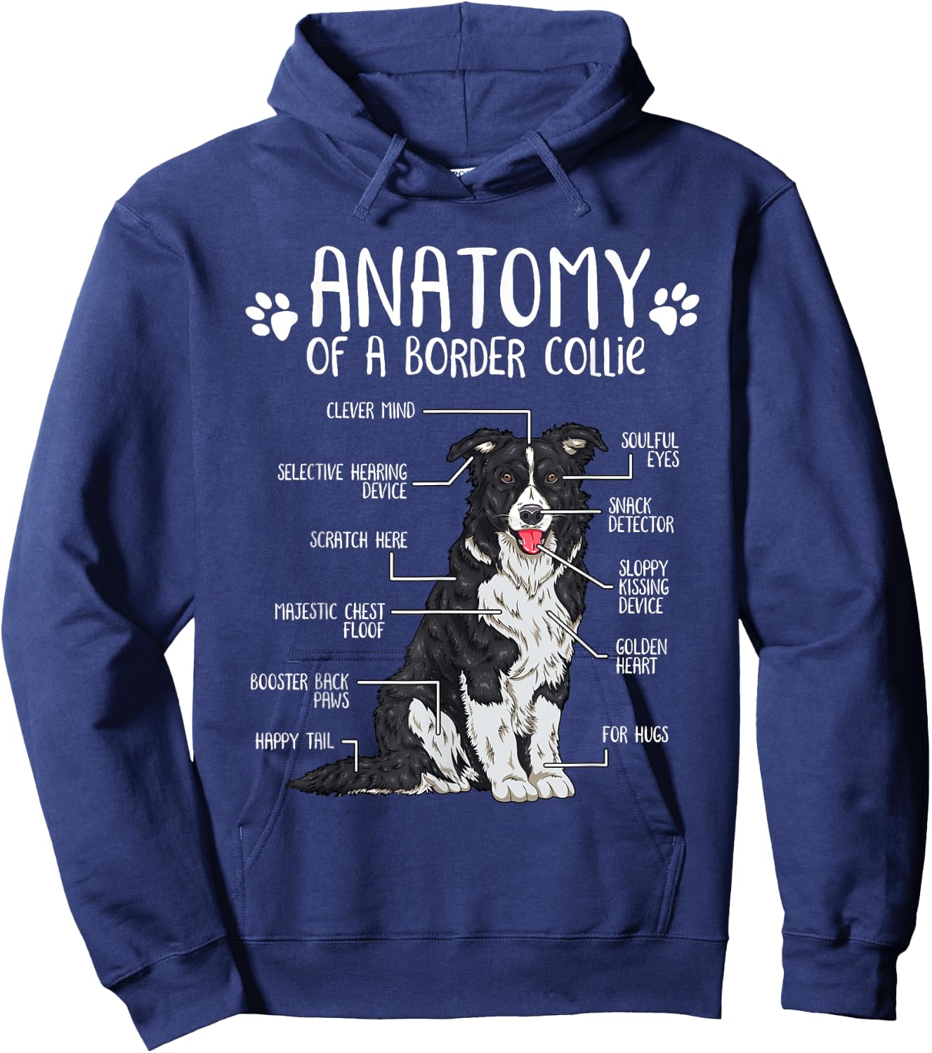 Funny Anatomy Border Collie Dog Lover Small Hoodie - Hoodie | Navy