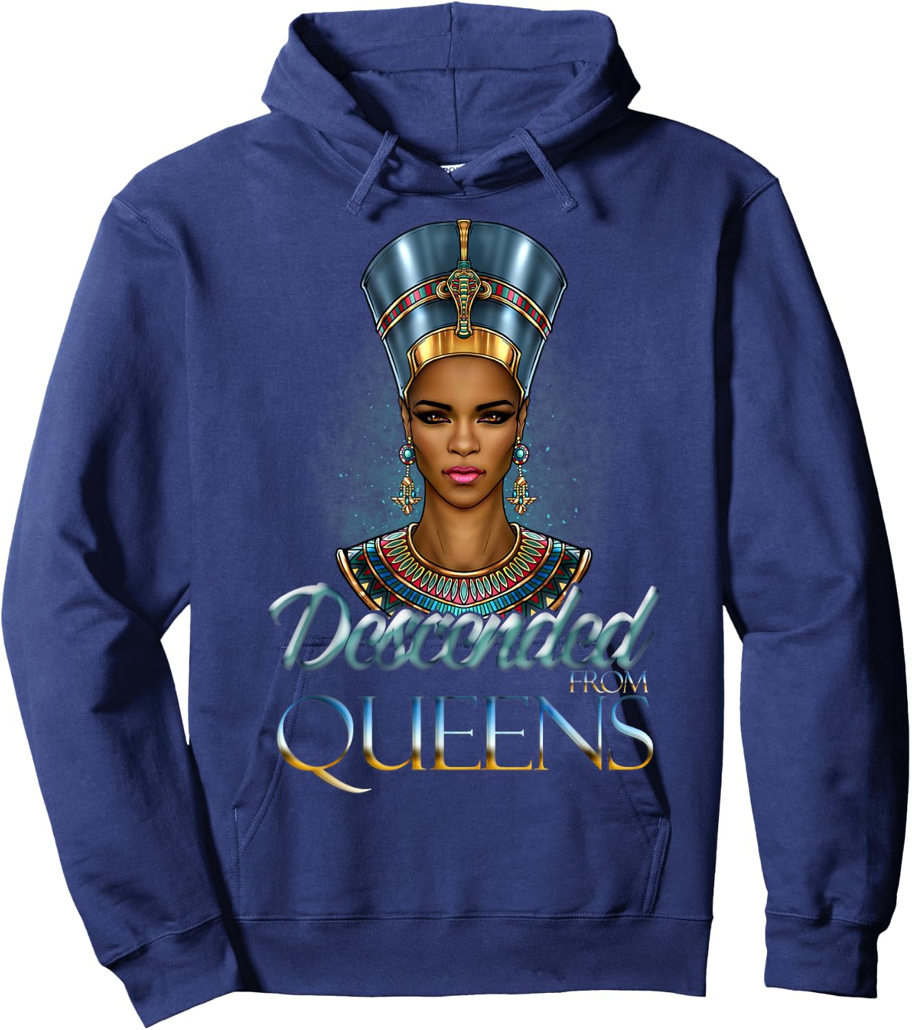 Black Nefertiti Descended from Queens Black Girl Magic Egypt Hoodie - Hoodie | Navy