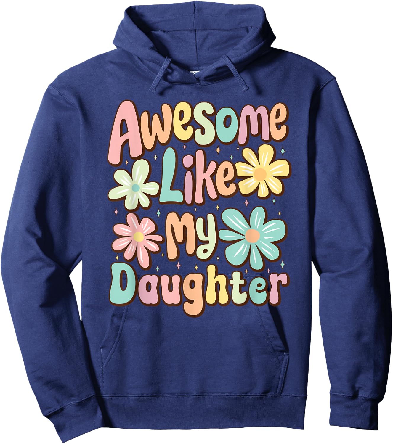 Awesome Like My Daughter Mommy Groovy Graphic Mother's Day Hoodie - Hoodie | Navy