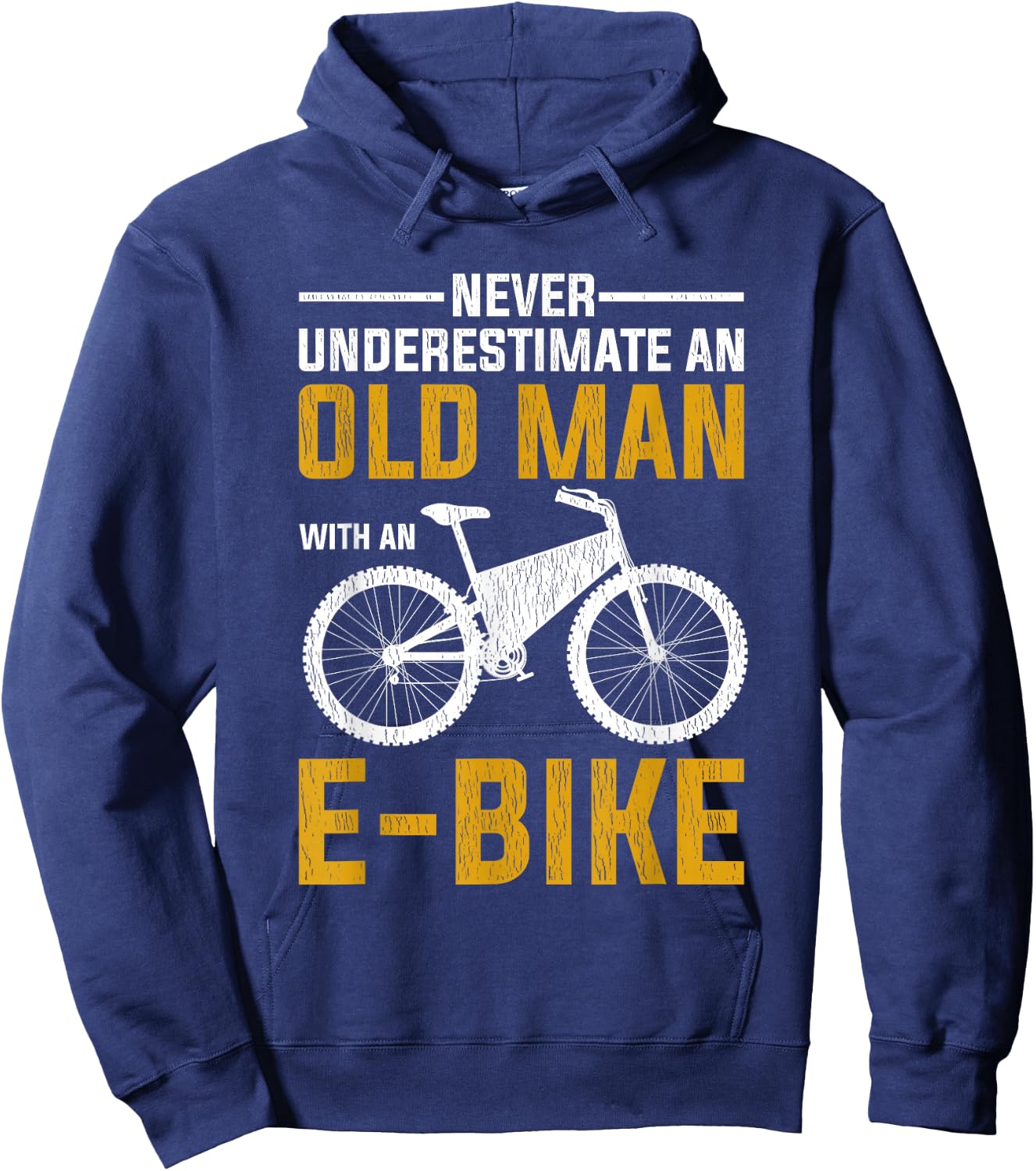 Funny Electric Bike Design Old Man with an E-Bike Hoodie - Hoodie | Navy
