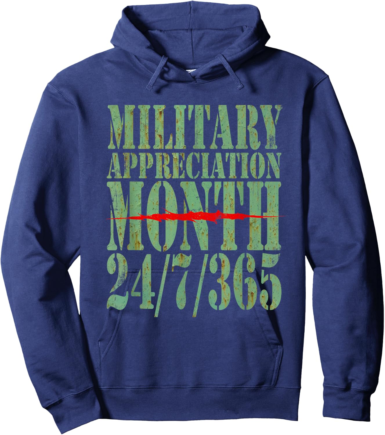 Military Appreciation Month 24/7/365 Veteran Appreciation Hoodie - Hoodie | Navy
