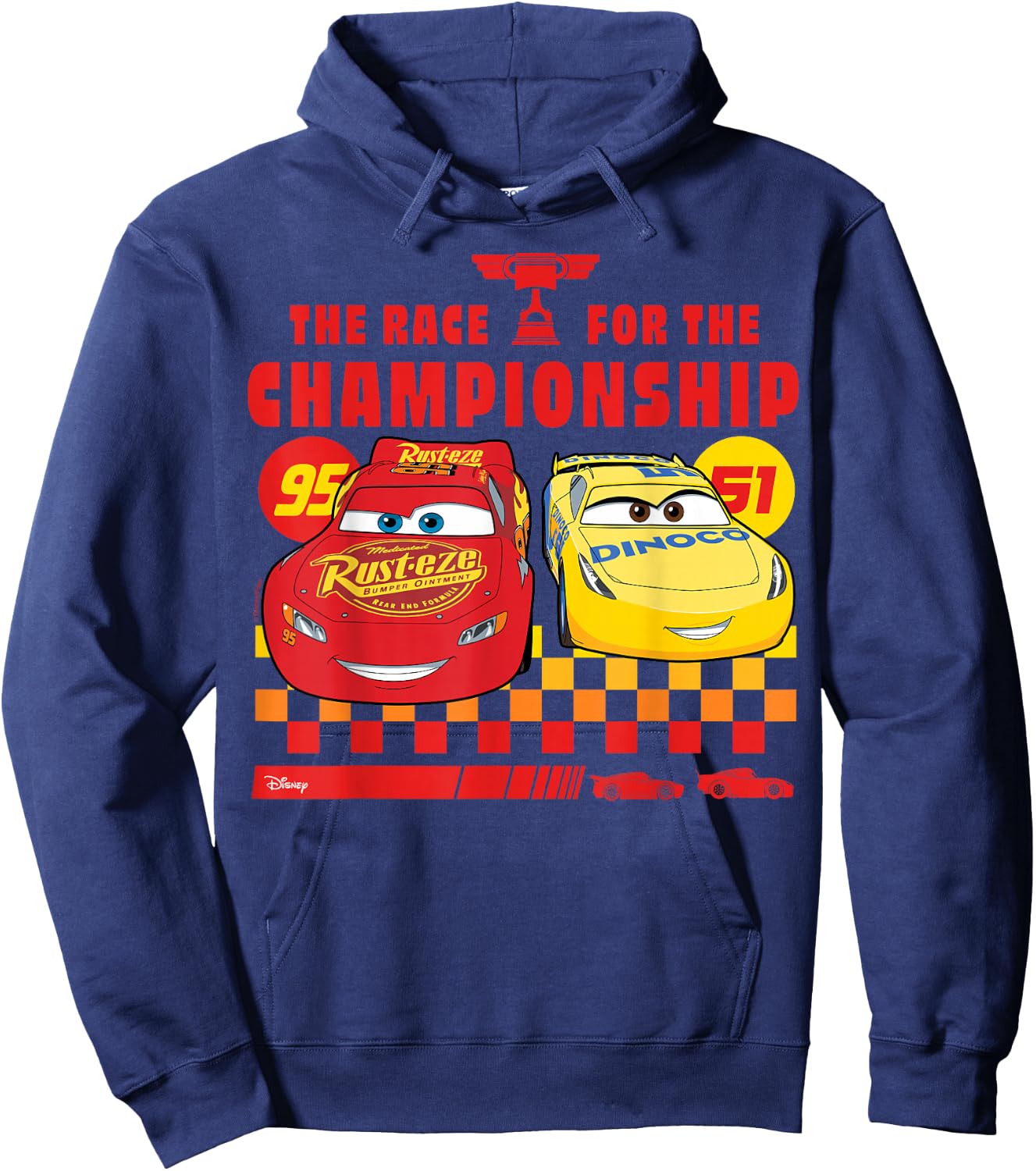 Disney Pixar Cars - Lightning And Cruz Race For Championship Hoodie - Hoodie | Navy