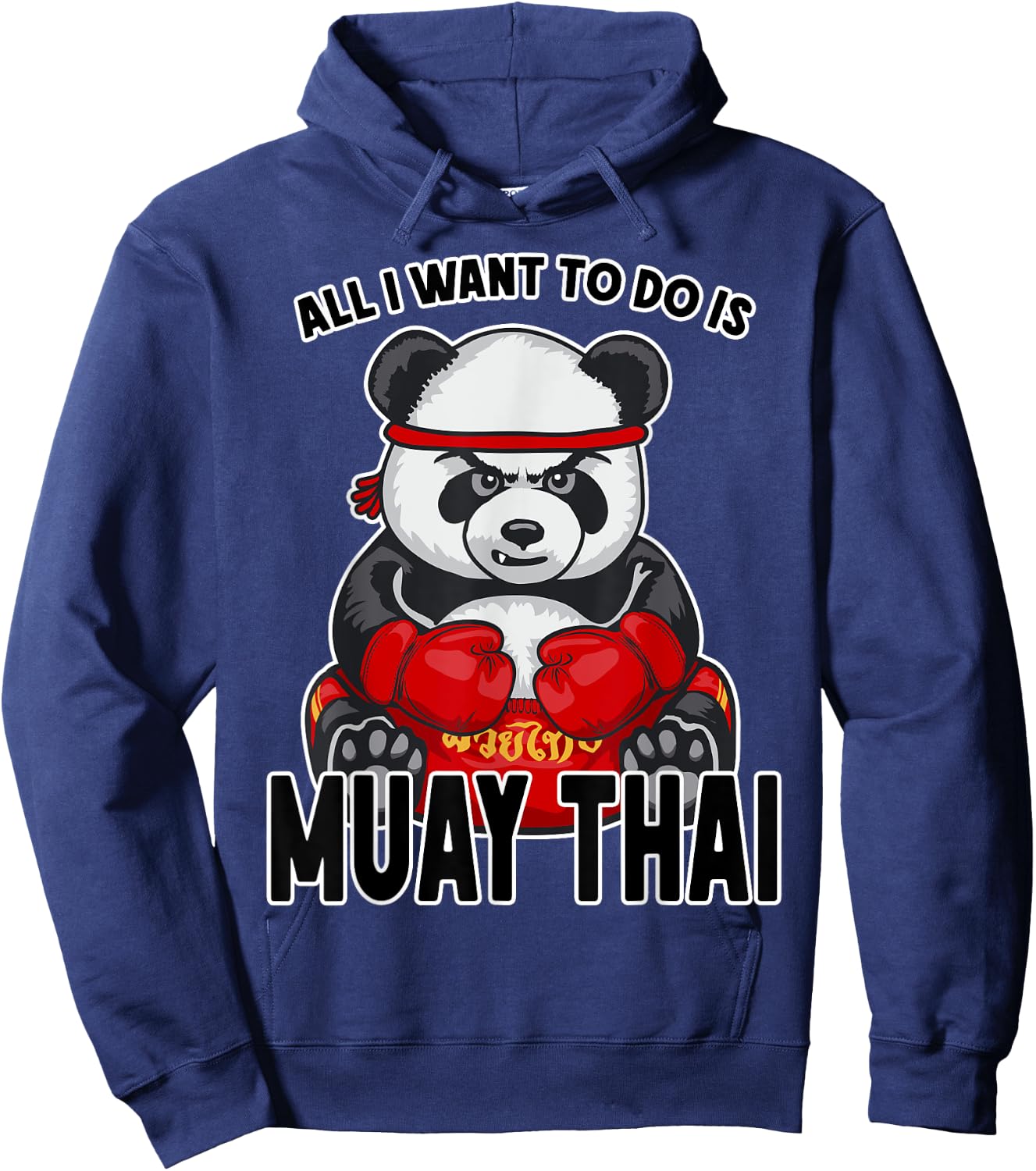 Muay Thai Panda All I Want To Do Is Cute Bear Boxer Hoodie - Hoodie | Navy