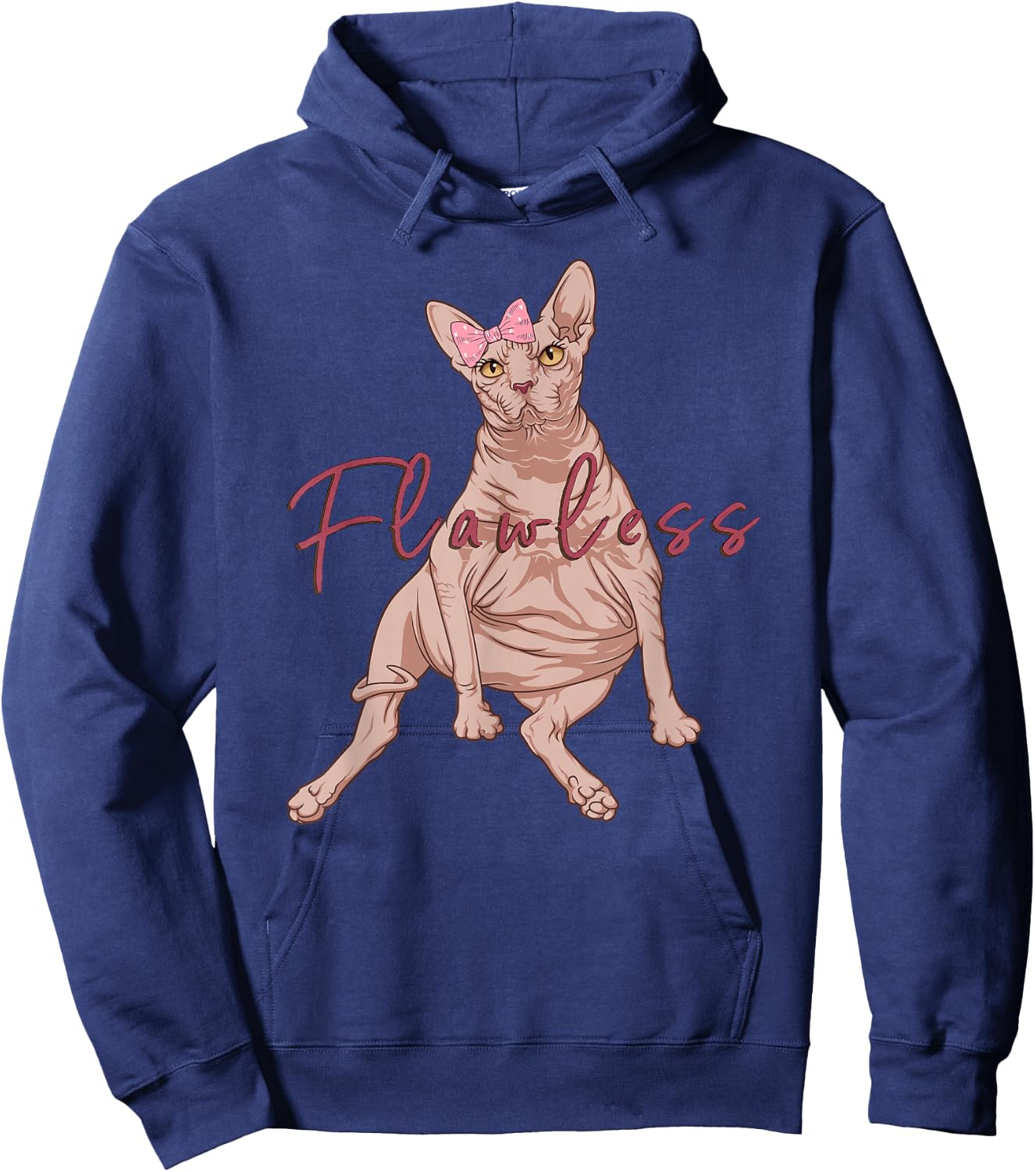 Funny Sphynx Cat Flawless Naked Cat Fat Hairless Cat Hoodie - Hoodie | Navy