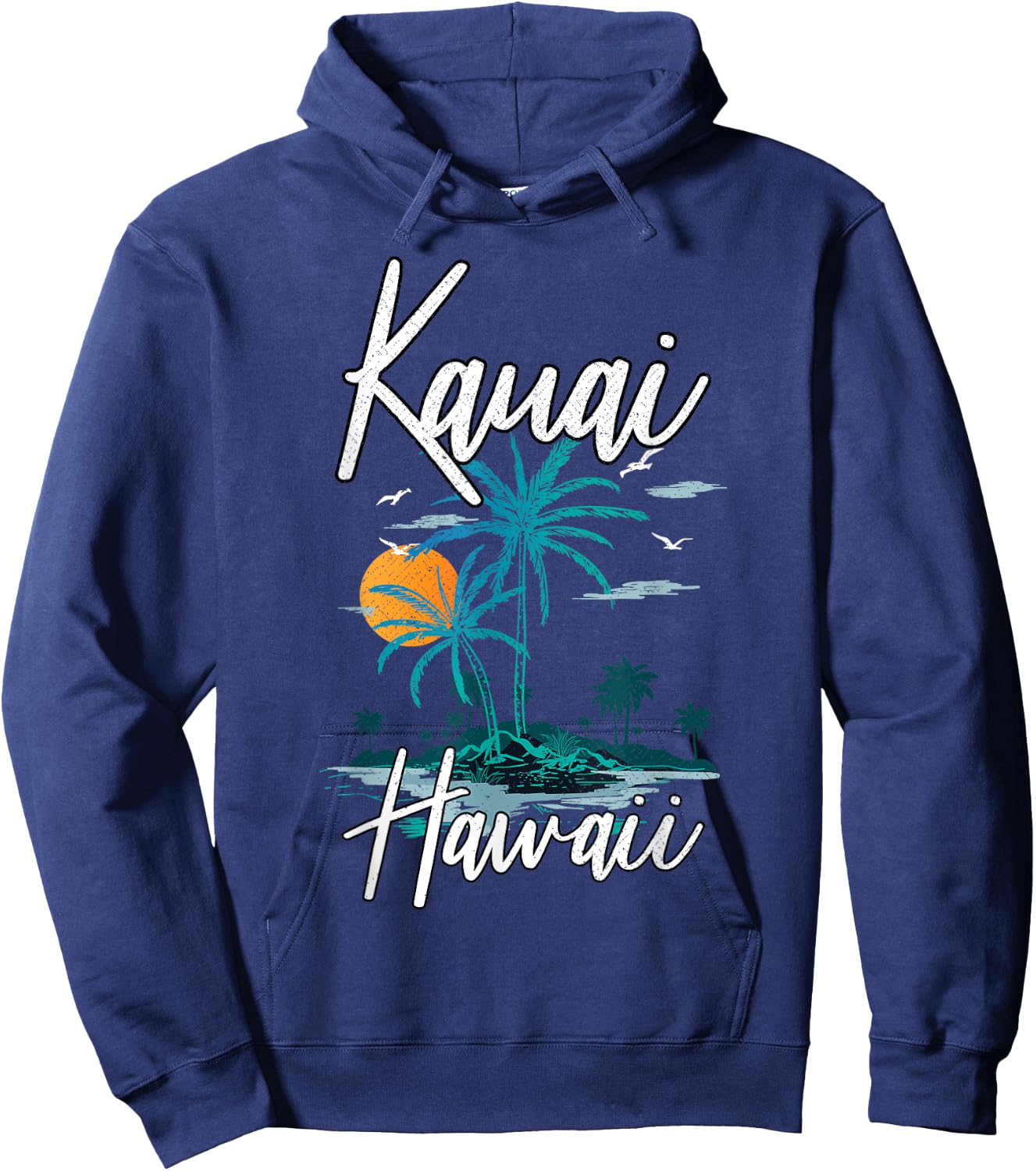 Family Vacation Retro Sunset Hawaii Kauai Hoodie - Hoodie | Navy