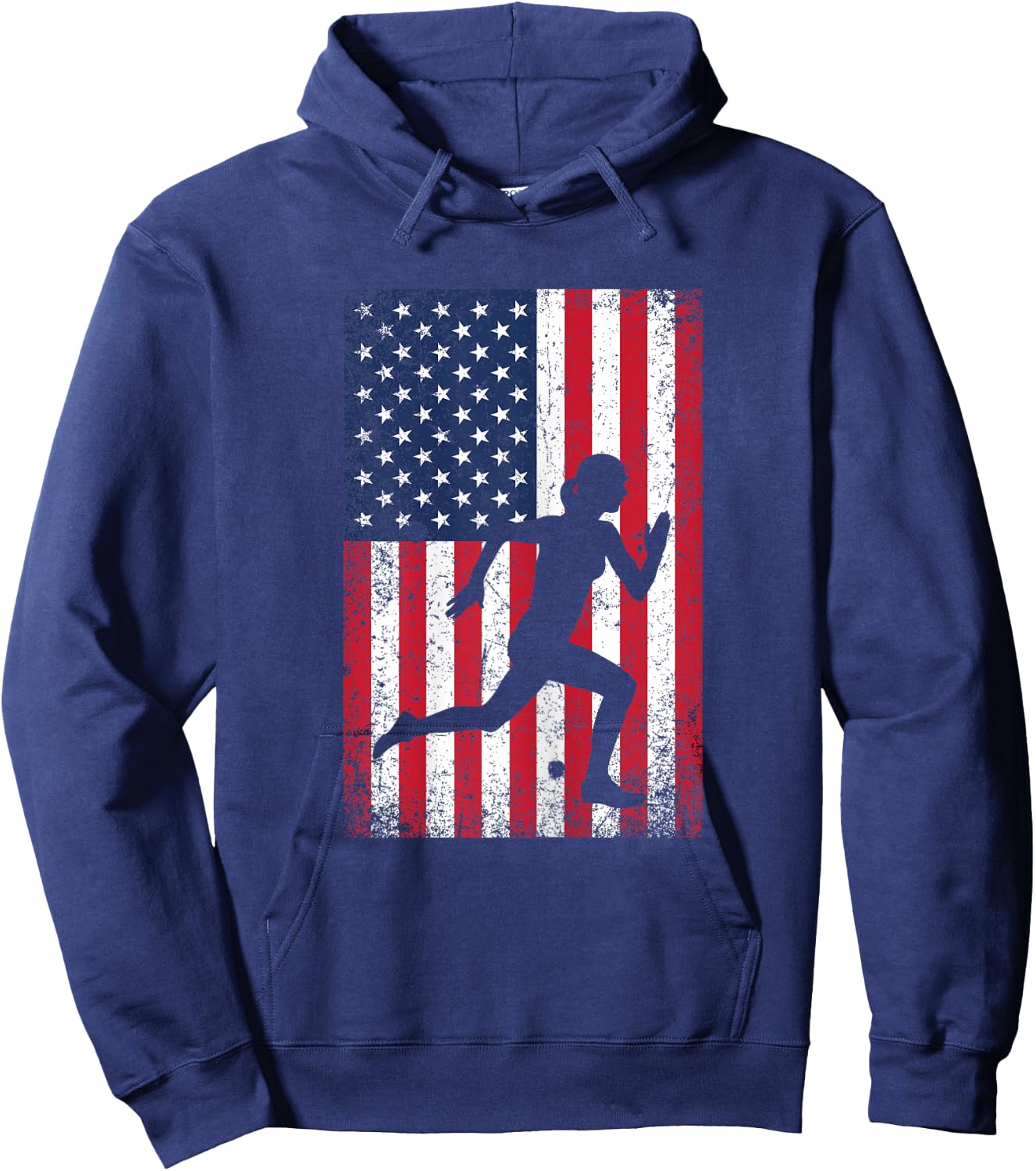 USA American Flag Running 4th of July Runner Patriotic Gift Hoodie - Hoodie | Navy
