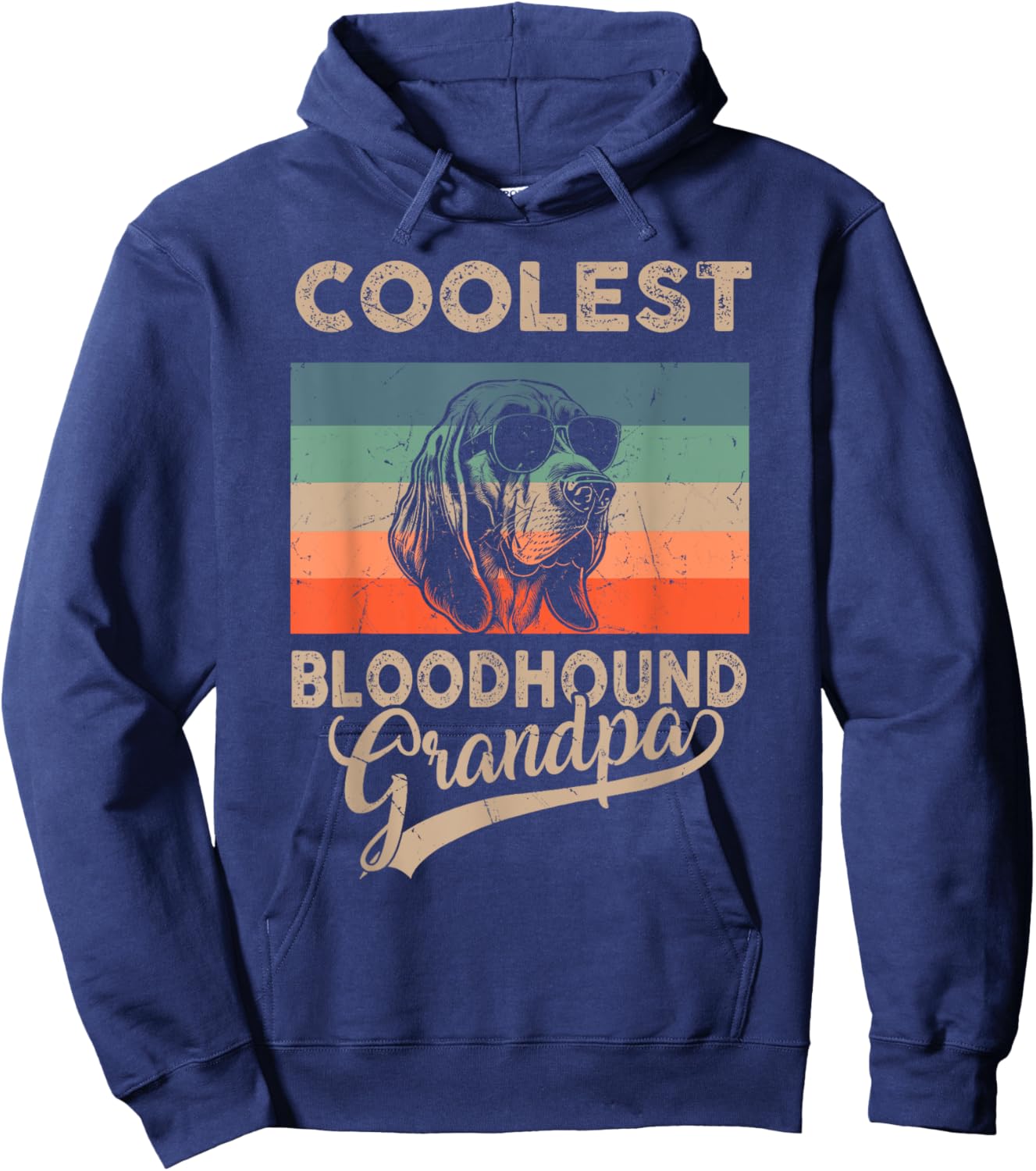 Coolest Bloodhound Grandpa Gifts Dad Funny Dog Grandpa Retro Men Women Kids Hoodie - Hoodie | Navy