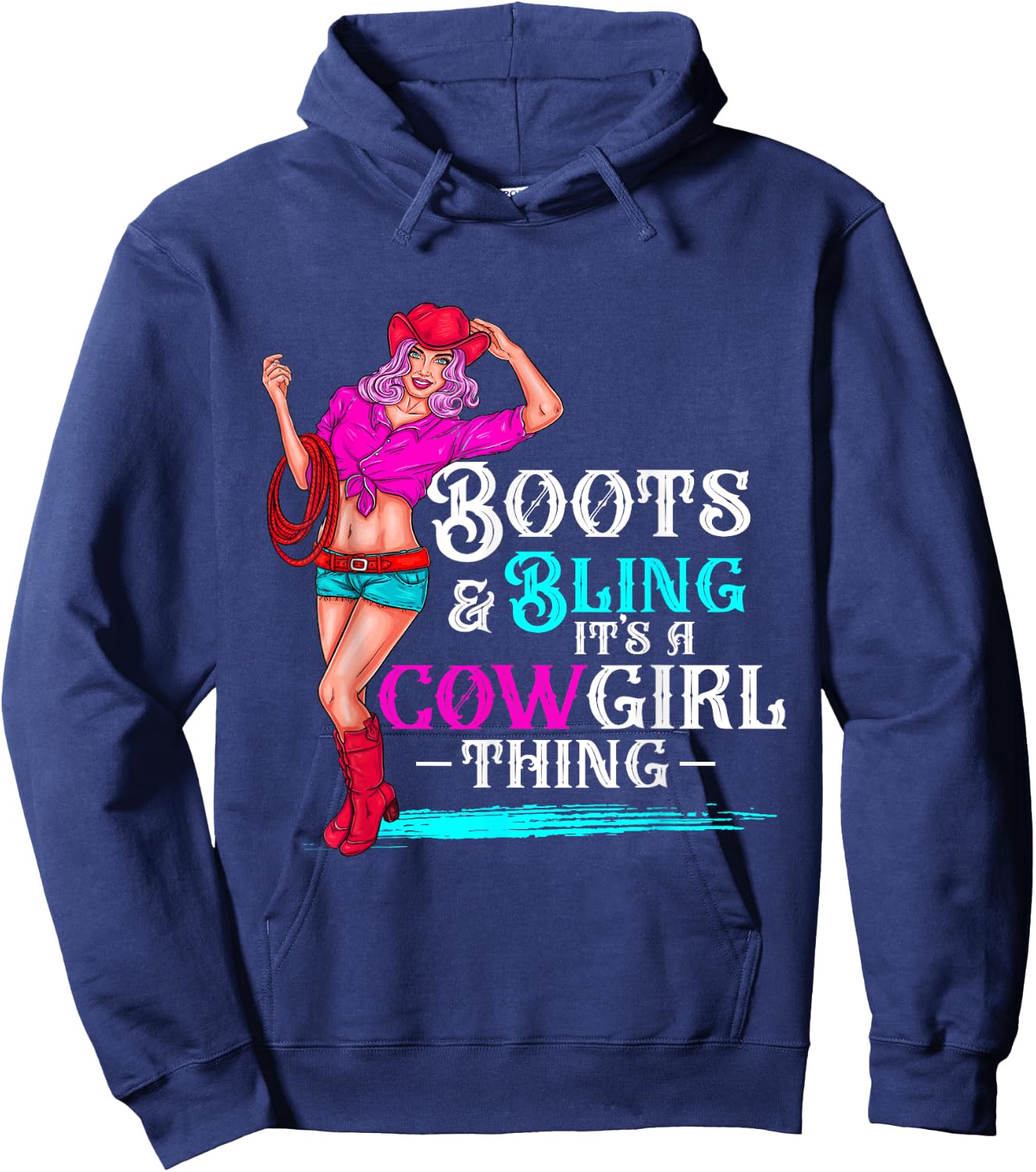 boots & bling it's a cowgirl thing Western women Hoodie - Hoodie | Navy