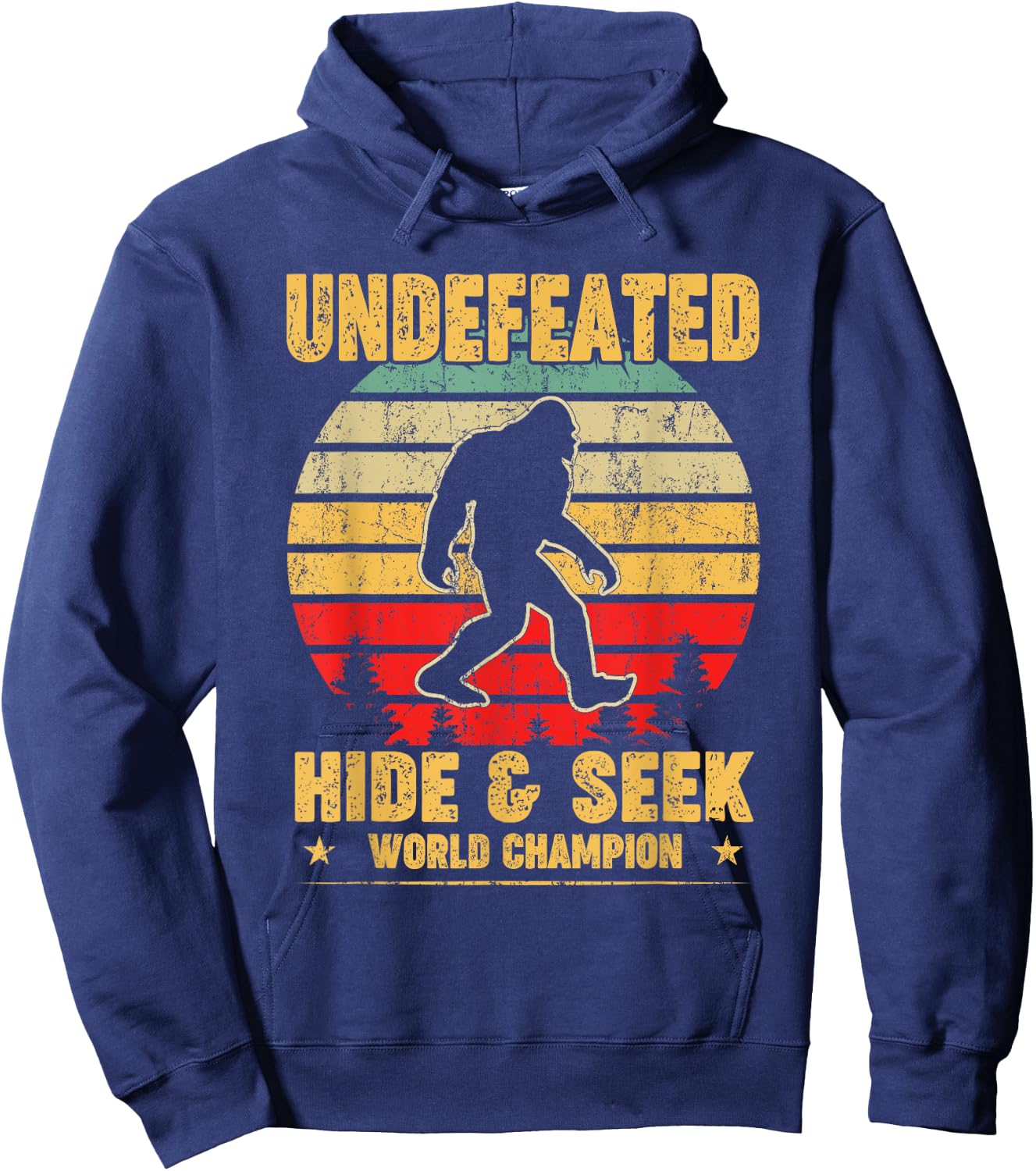 Undefeated Hide and Seek World Champion Bigfoot T Shirt Hoodie - Hoodie | Navy