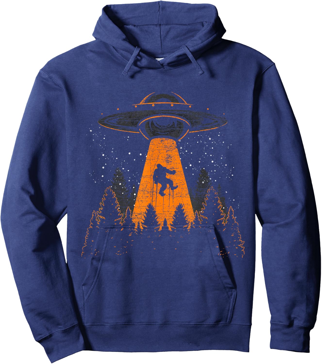 Bigfoot Sasquatch UFO Alien Abduction Yeti Cryptid Bigfoot Hoodie - Hoodie | Navy
