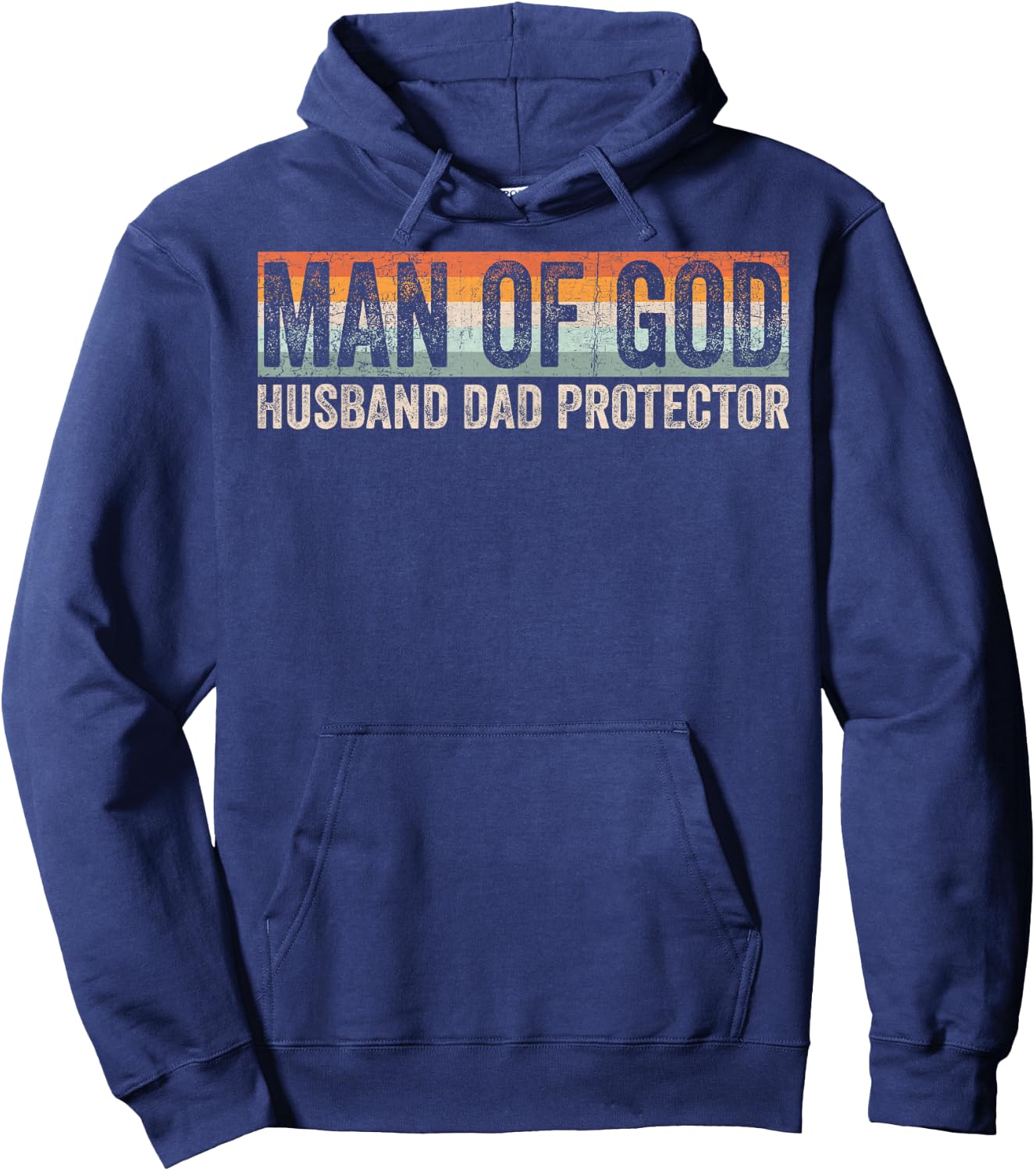 Man of God Husband Dad Protector Christian Dad Father's Day Hoodie - Hoodie | Navy