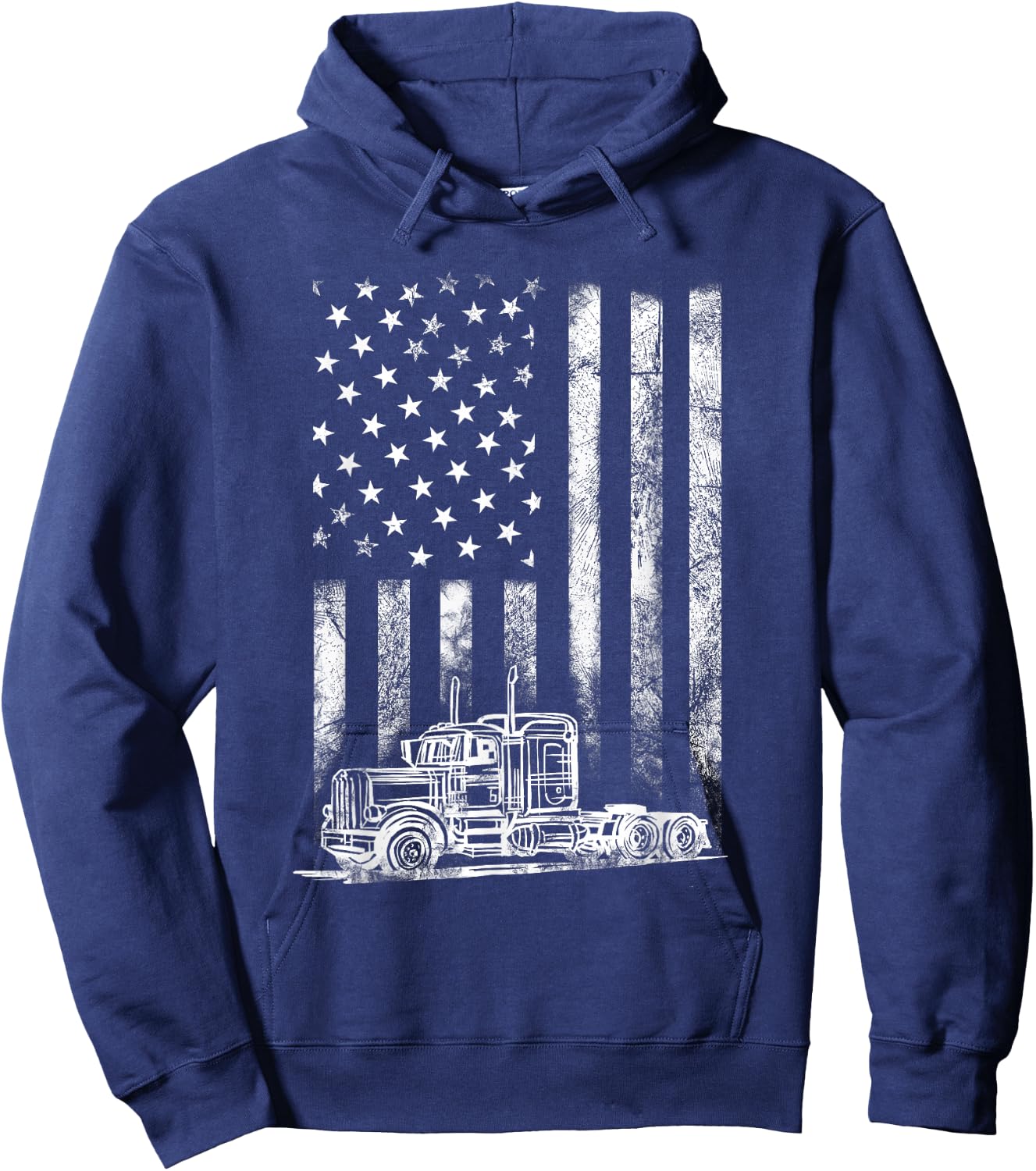 Truck Driver American Flag Trucker Vintage Men Women Gift Small Hoodie - Hoodie | Navy