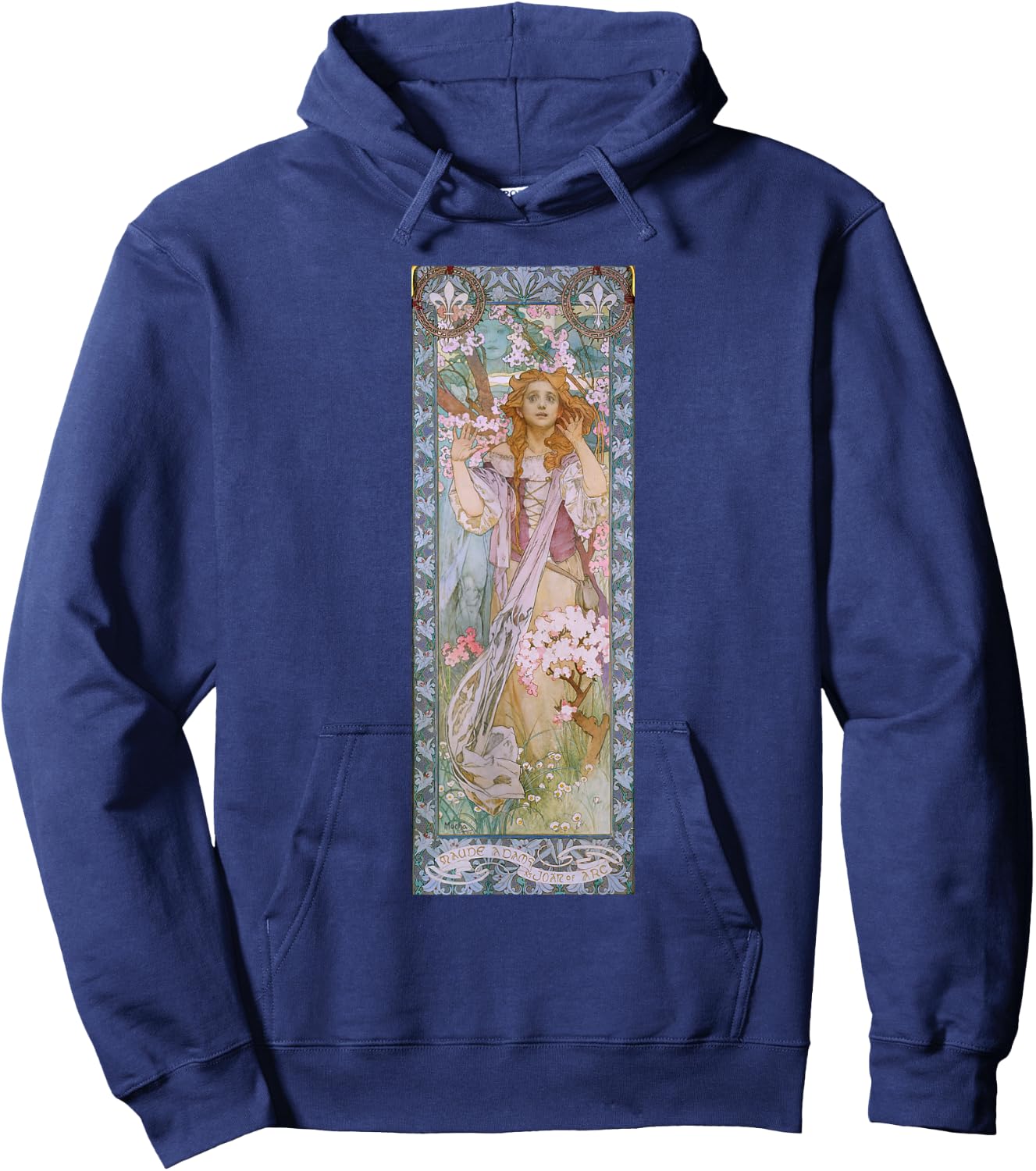 Jeanne d'Arc by Mucha | Art Nouveau Famous Artworks Hoodie - Hoodie | Navy