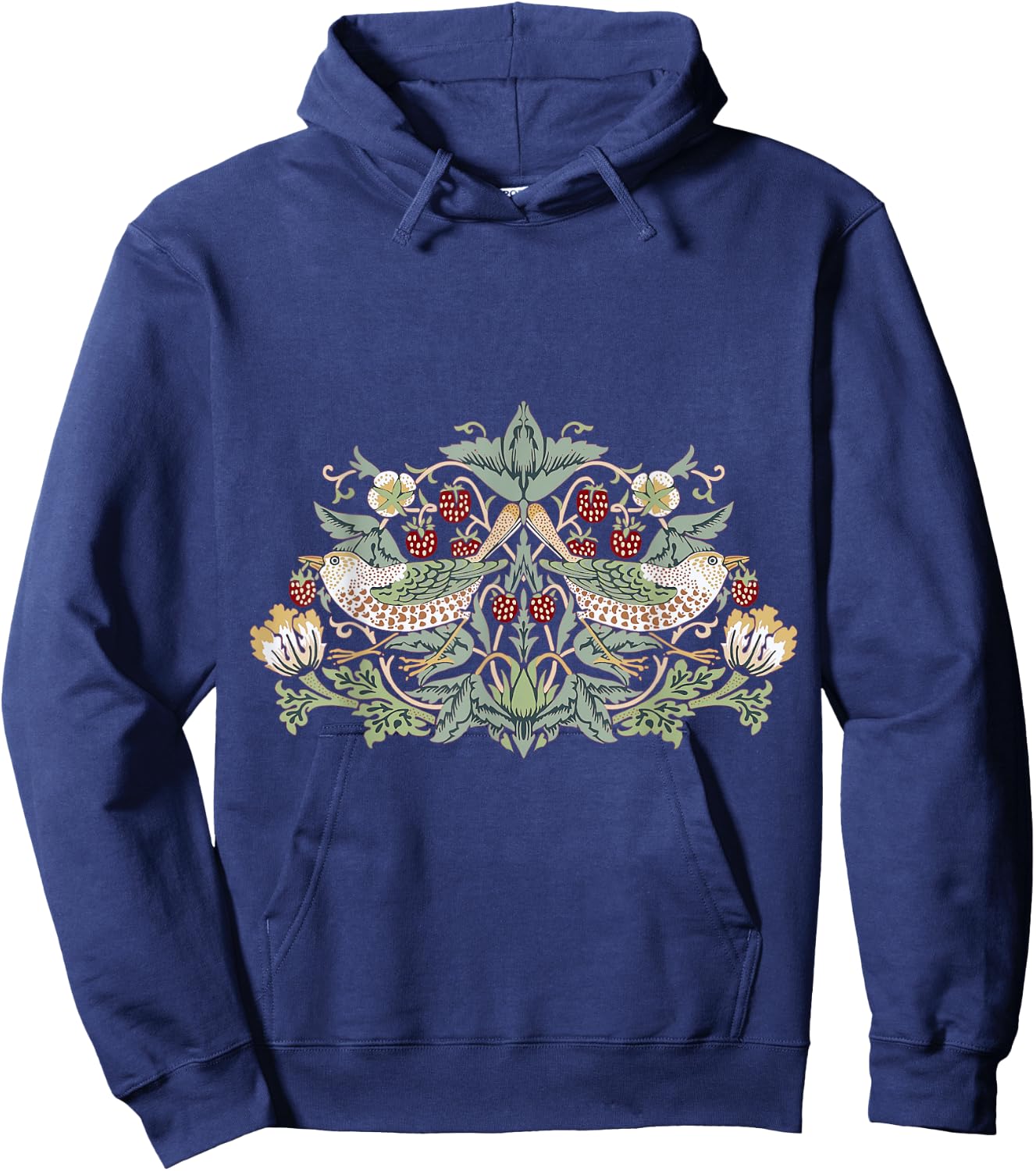 Pixelchicken William Morris Strawberry Thief Bird , Small Hoodie - Hoodie | Navy