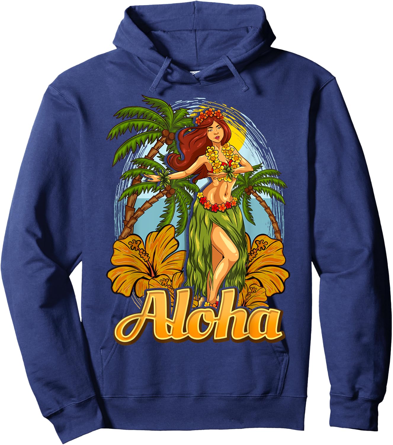 Aloha Hula Dance Hawaii Hawaiian Girl Dancer Vacation Hoodie - Hoodie | Navy