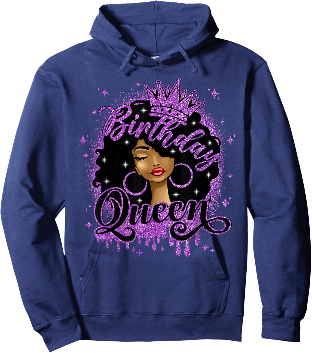 Birthday Queen Curly Afro Black Women It's My Birthday Hoodie - Hoodie | Navy