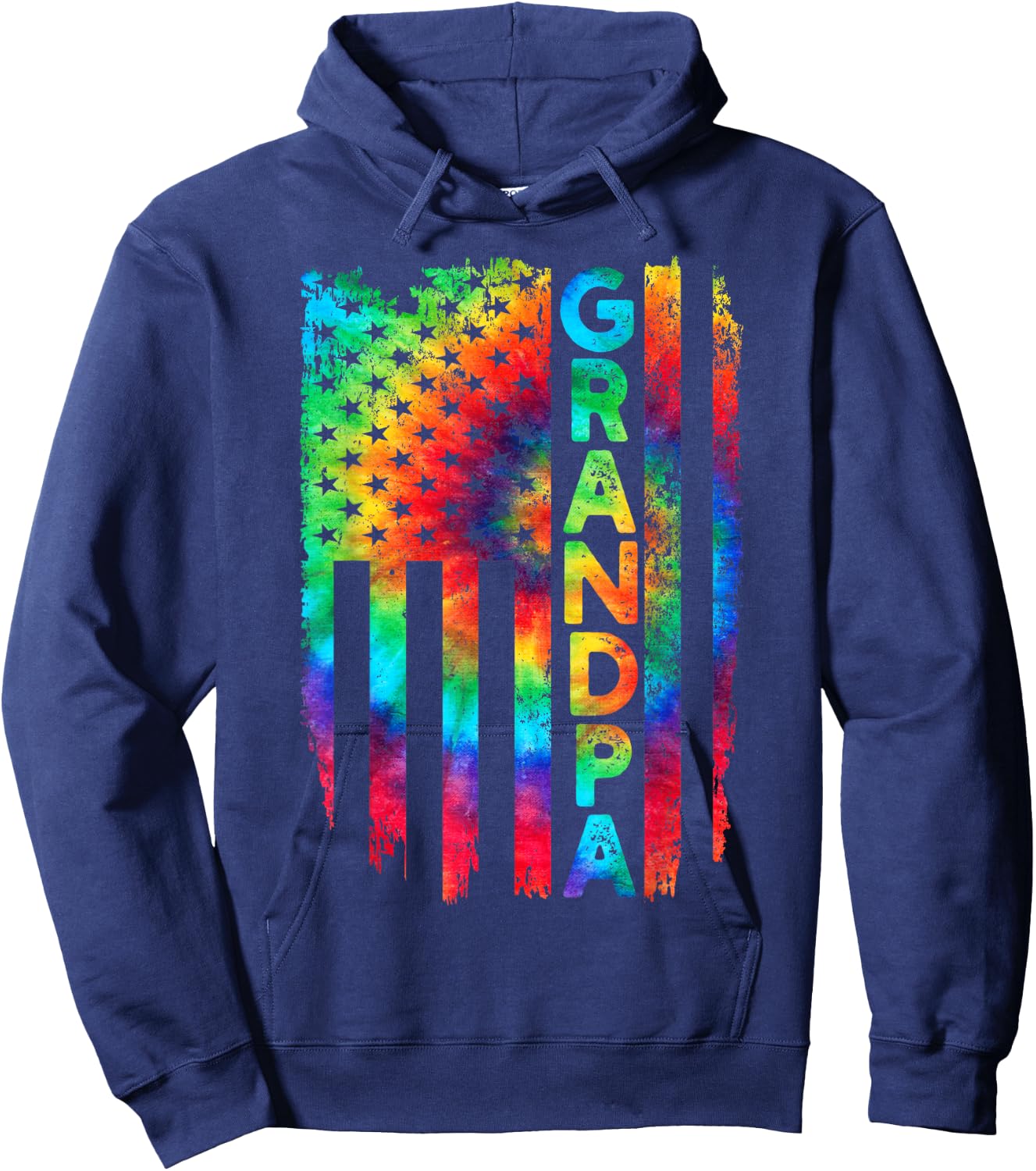 American Flag US Grandpa Tie Dye Father's Day 4th Of July Women Men Hoodie - Hoodie | Navy