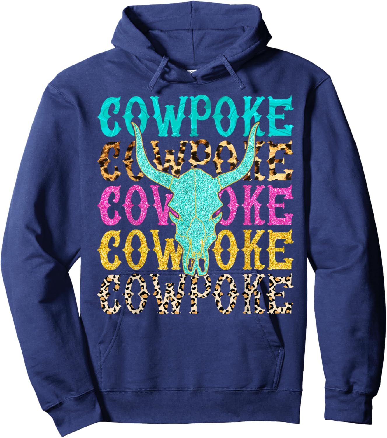 Western Cowpoke, I'm Just a Cowpoke In The Big Rodeo Retro Hoodie - Hoodie | Navy