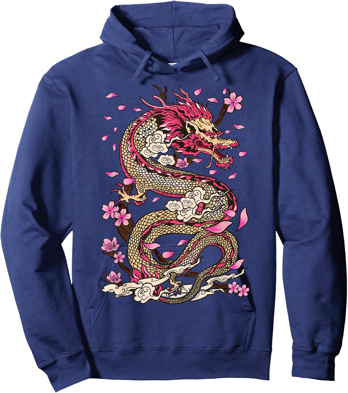 Dragon Japanese Mythology Sakura Japanese Dragon Hoodie - Hoodie | Navy
