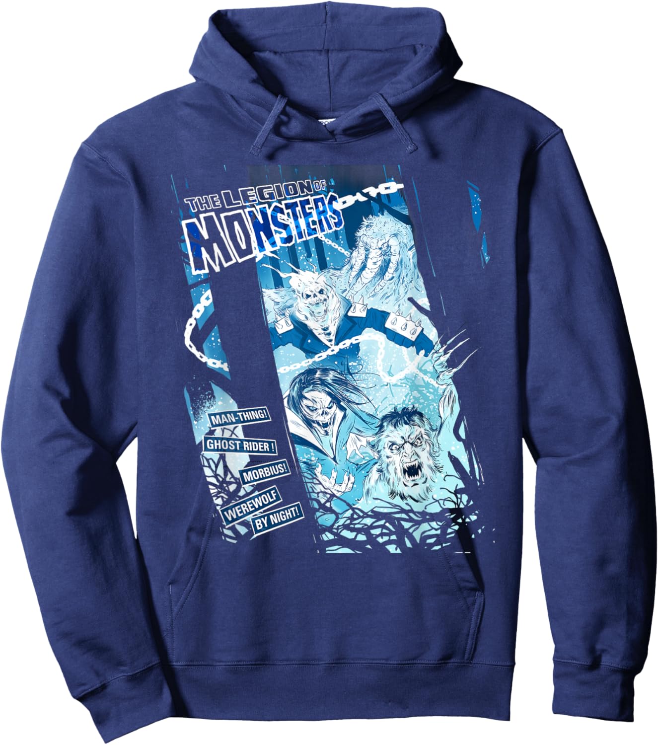 Marvel Legion of Monsters Ghost Rider Man-Thing Morbius Team Hoodie - Hoodie | Navy
