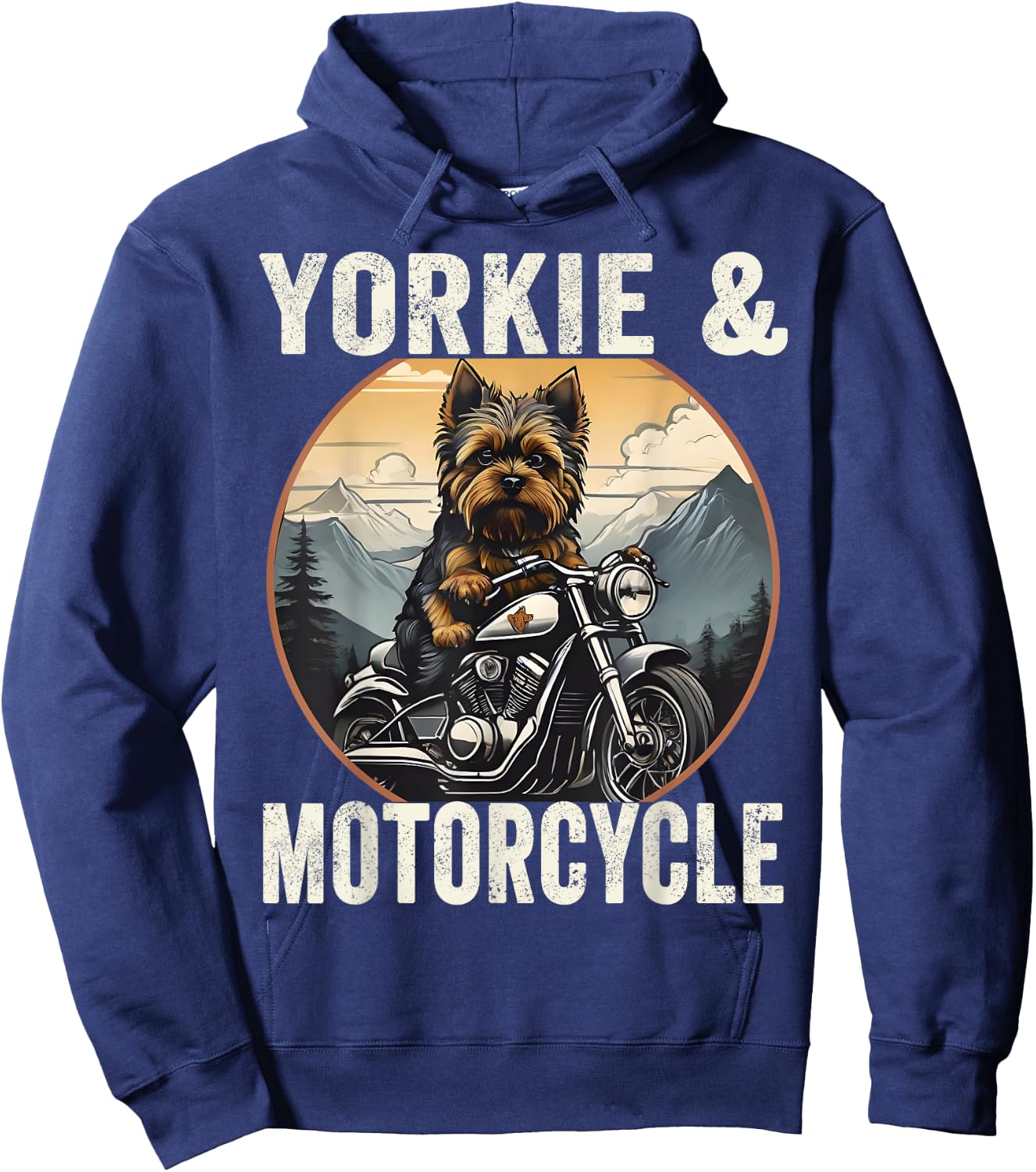 Yorkie And Motorcycle Dog Lovers Funny Motor Rides Dad Mom Women Hoodie - Hoodie | Navy
