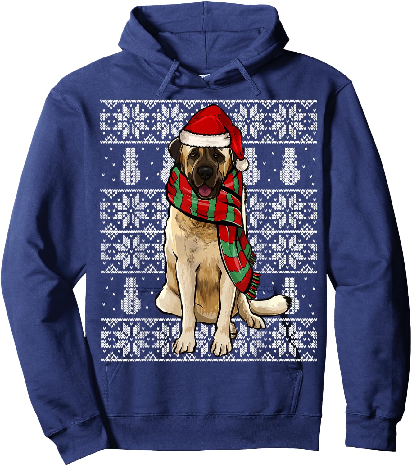 Santa Hat Xmas Anatolian Shepherd Dog Ugly Christmas Hoodie - Hoodie | Navy