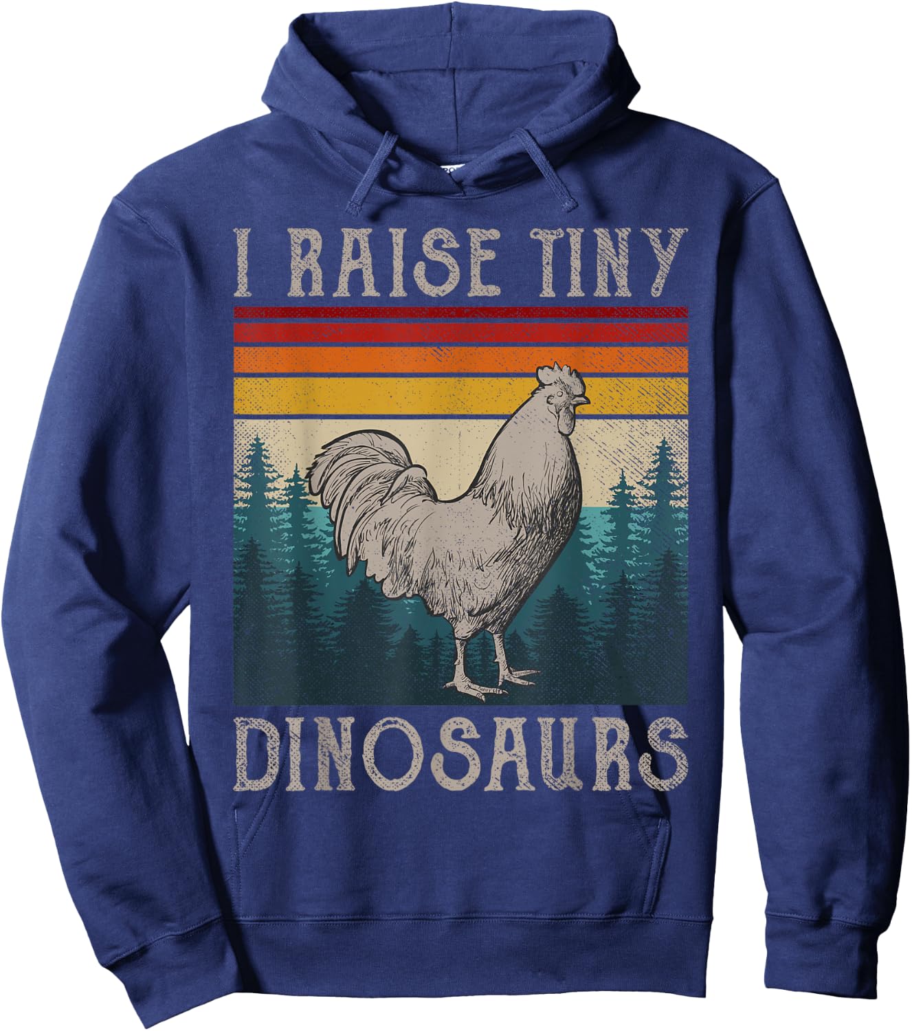 I Raise Tiny Dinosaurs Chicken Dad Retro Vintage Farmer Hoodie - Hoodie | Navy