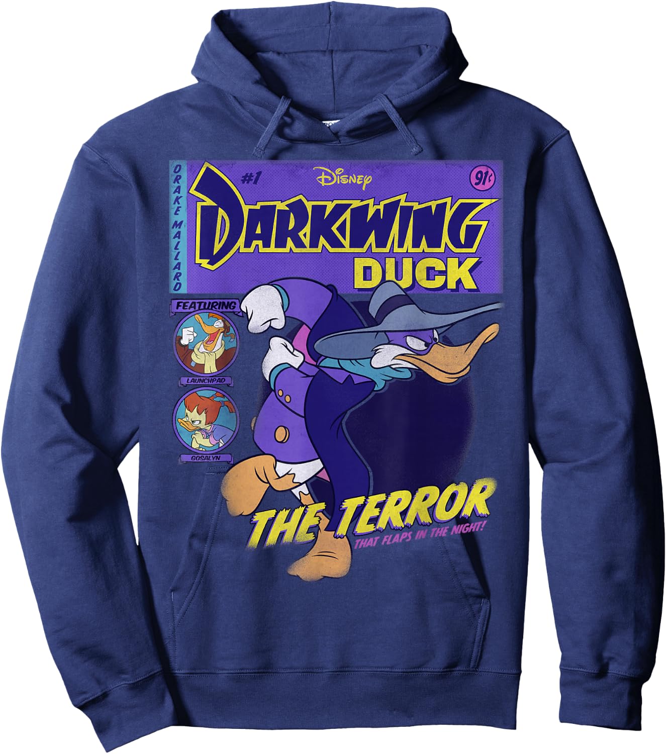 Disney Darkwing Duck Black : Classic Fit, , Adult, Short Sleeve Hoodie - Hoodie | Navy