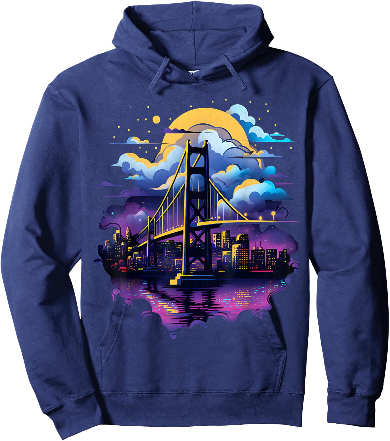 SF Bay Bridge San Francisco City California Fog City Line Hoodie - Hoodie | Navy