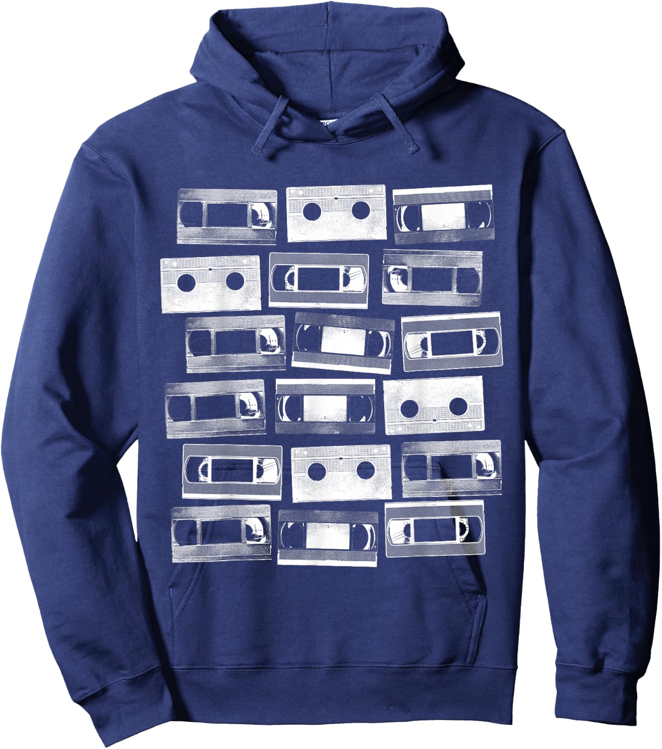 VHS Cassette Tapes 1980s VCR Video Retro Movies Hoodie - Hoodie | Navy