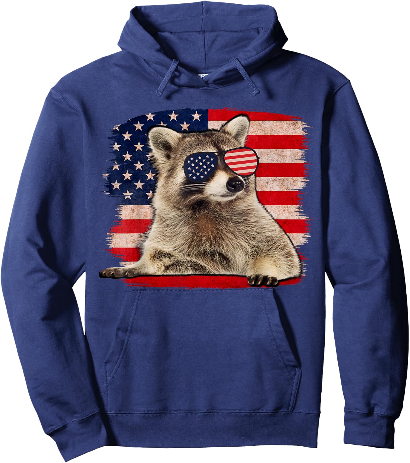 Raccoon 4th Of July American Flag Sunglasses Funny Raccoon Hoodie - Hoodie | Navy