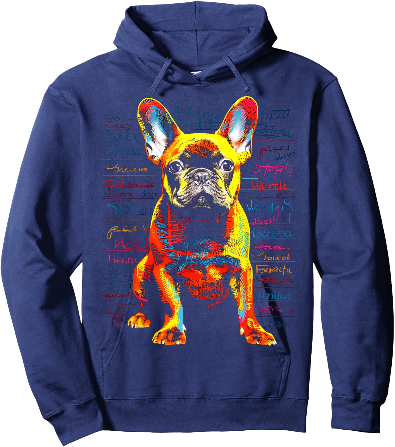 French Bulldog Dog Animal Pet Art Graphic French Bulldog Hoodie - Hoodie | Navy